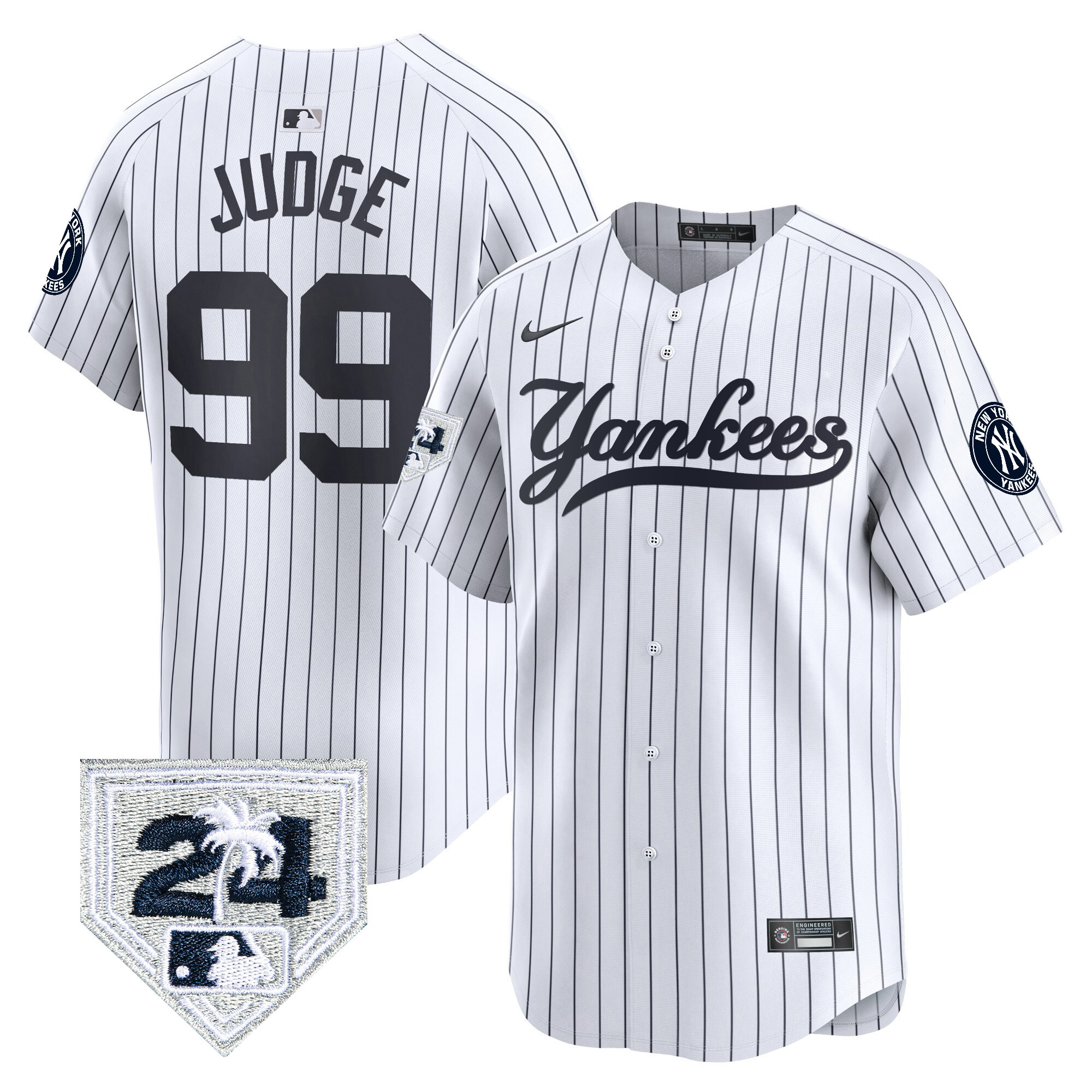 Aaron Judge Men's New York Yankees 2024 Spring Training Patch Vapor Premier Limited V6 White Jersey - All Stitched