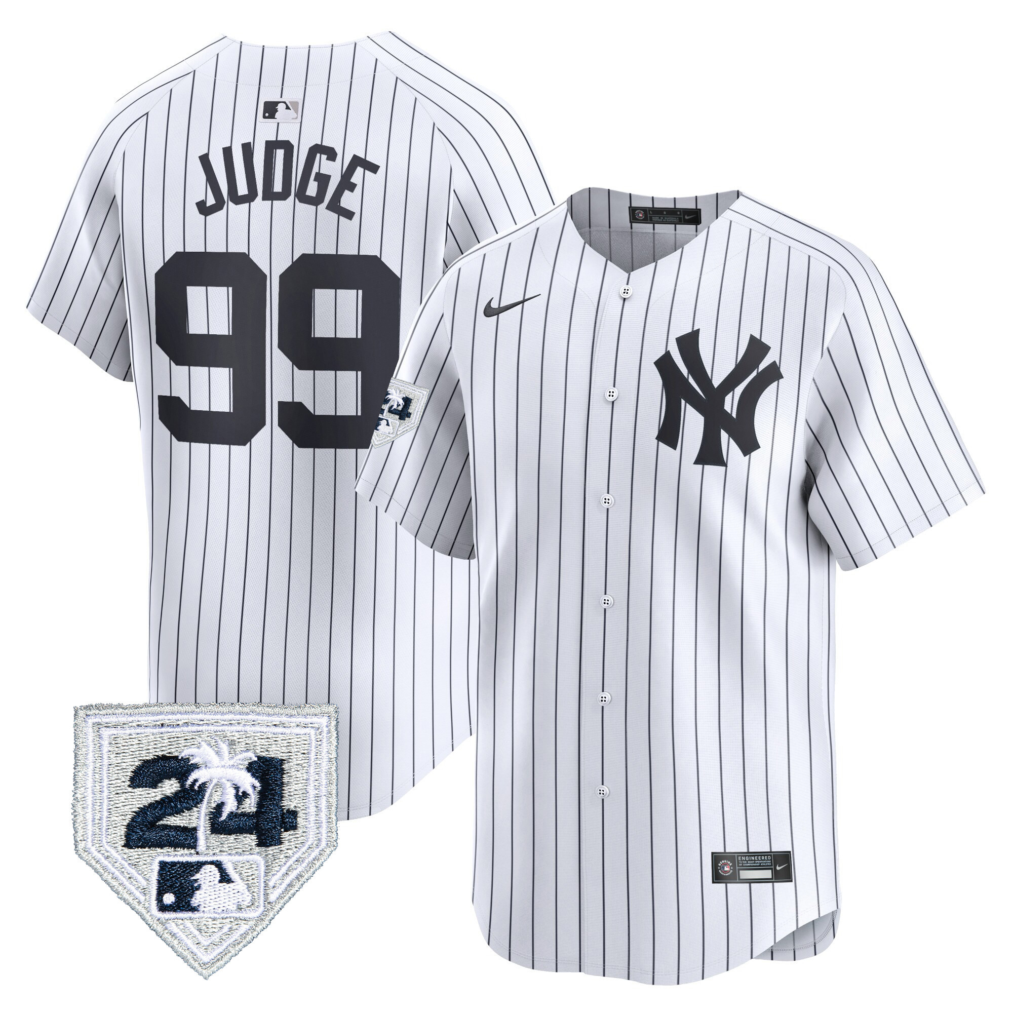 Aaron Judge Men's New York Yankees 2024 Spring Training Patch Vapor Premier Limited White Jersey - All Stitched