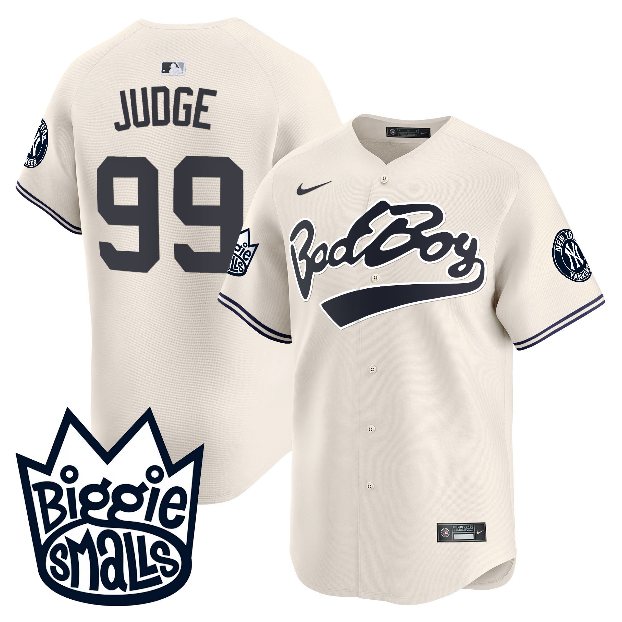 Aaron Judge Men's New York Yankees Biggie Smalls Vapor Premier Limited Cream Jersey - All Stitched