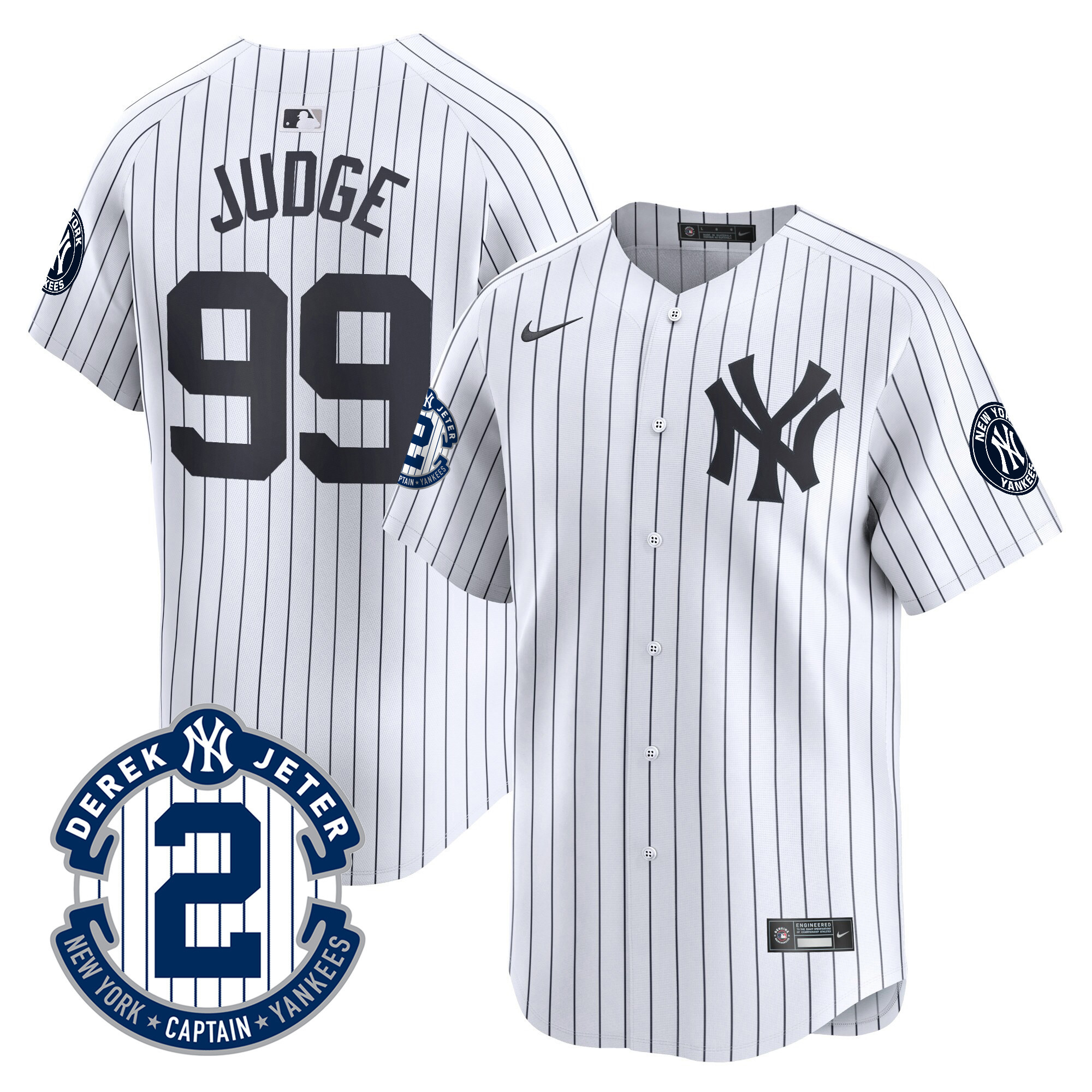 Aaron Judge Men's New York Yankees Derek Jeter Patch Vapor Premier Limited White Jersey - All Stitched