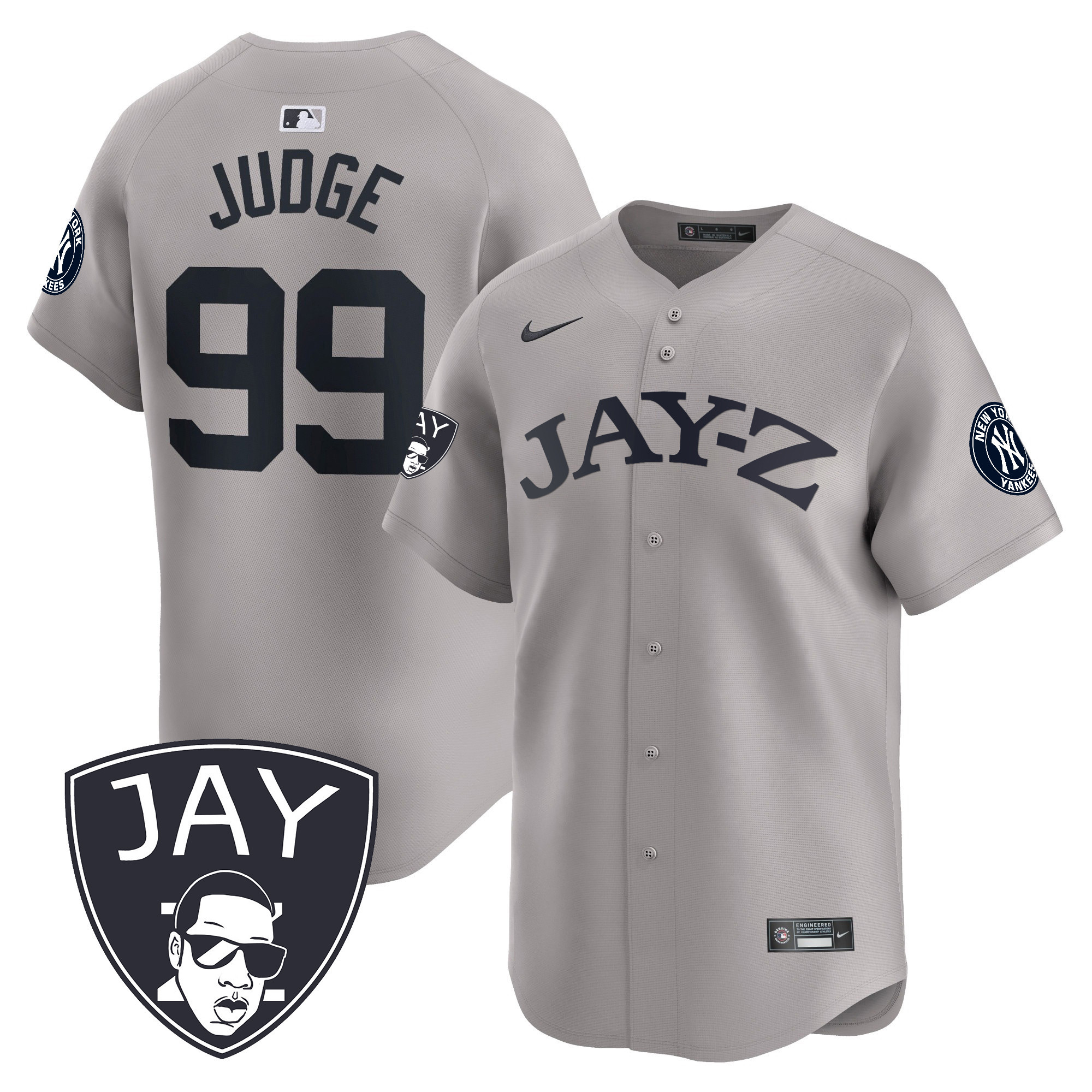 Aaron Judge Men's New York Yankees Jay-Z Vapor Premier Limited Gray Jersey - All Stitched