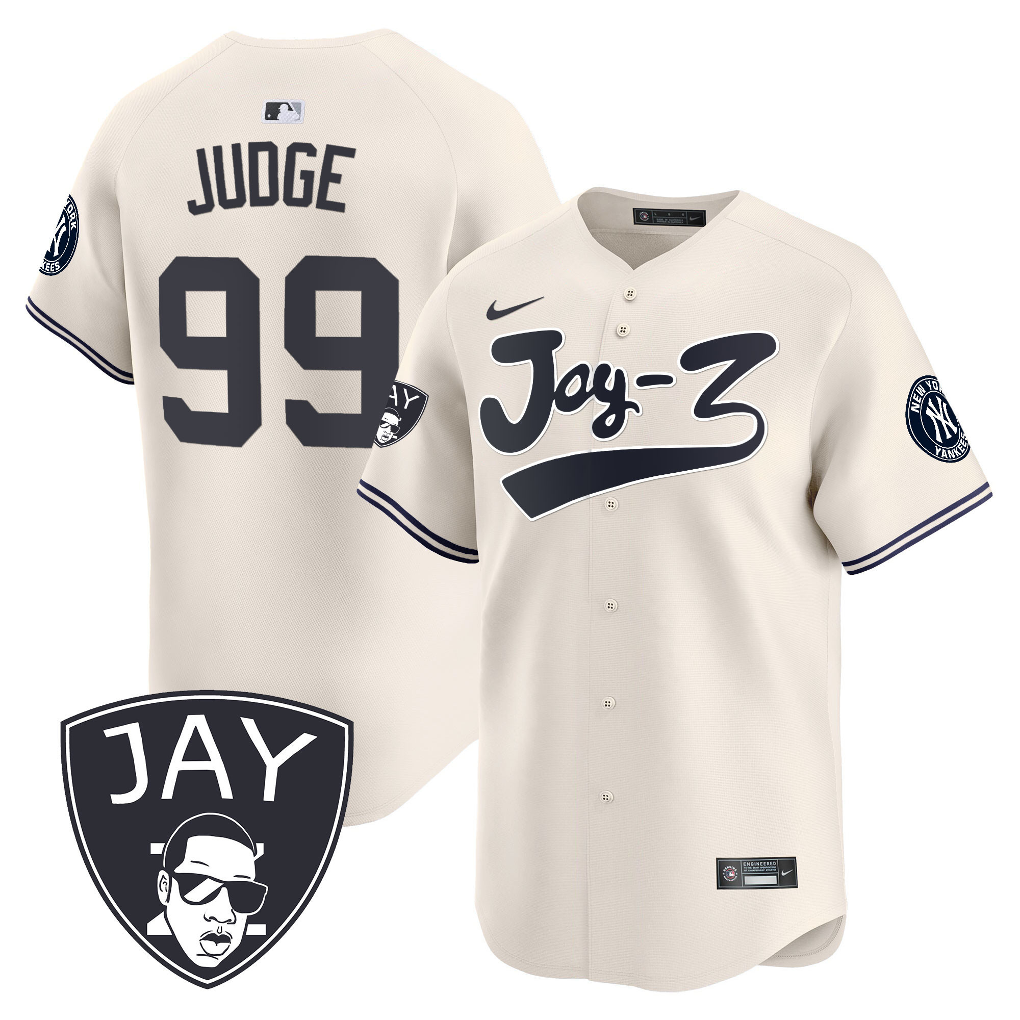 Aaron Judge Men's New York Yankees Jay-Z Vapor Premier Limited V2 Cream Jersey - All Stitched