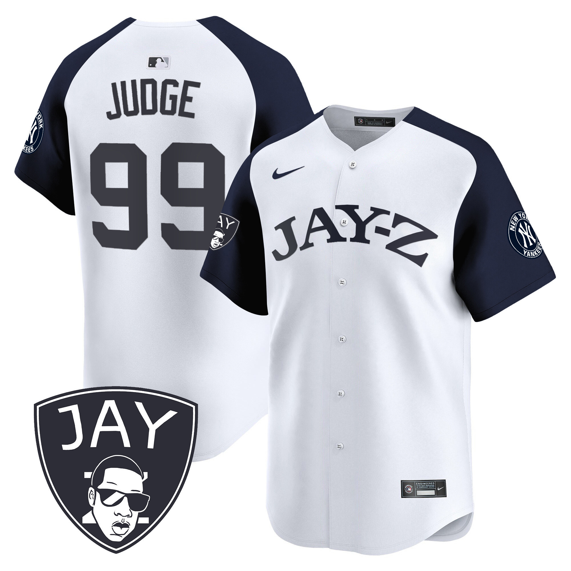 Aaron Judge Men's New York Yankees Jay-Z Vapor Premier Limited White Alternate Jersey - All Stitched