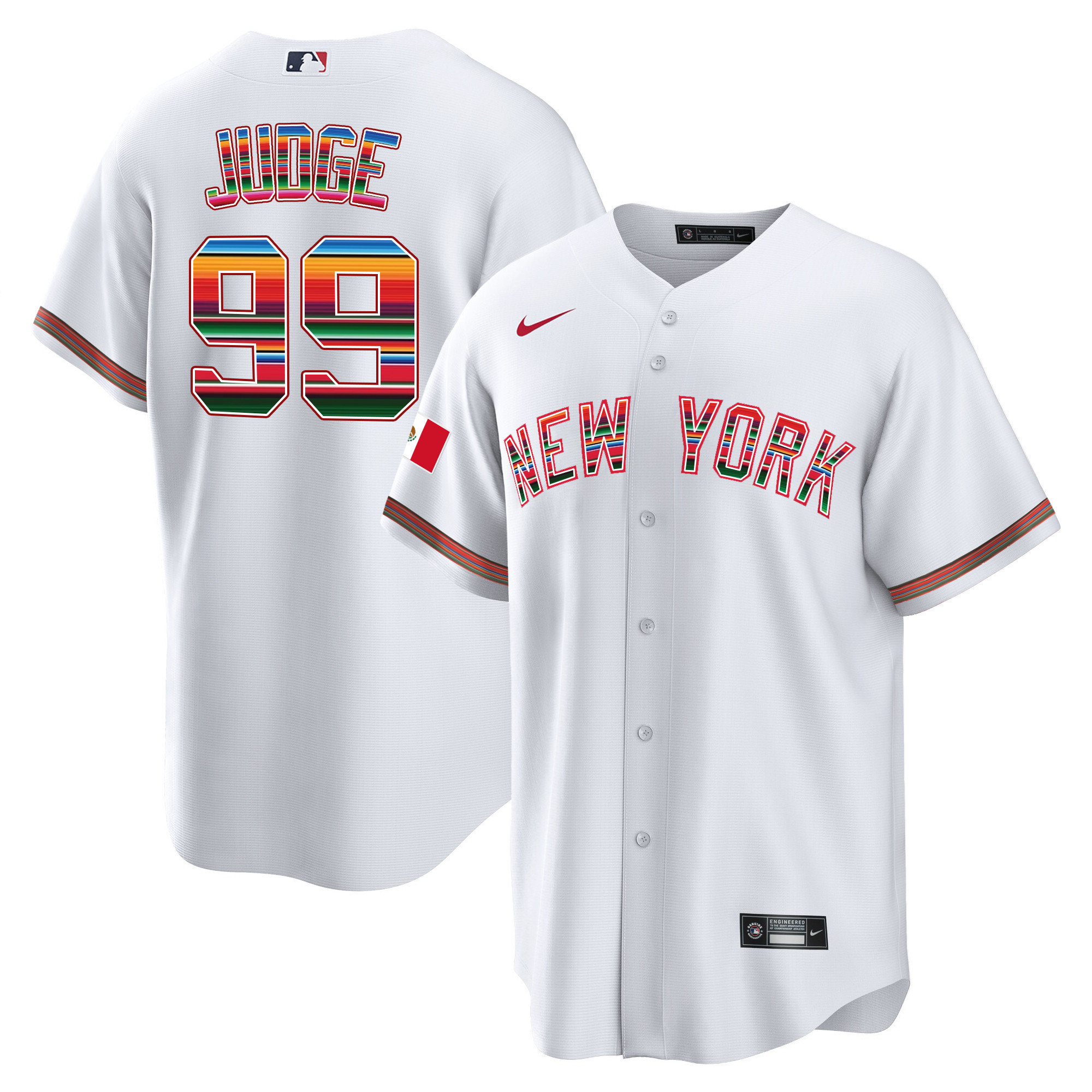 Aaron Judge Men's New York Yankees Mexico Cool Base White Jersey - All Stitched