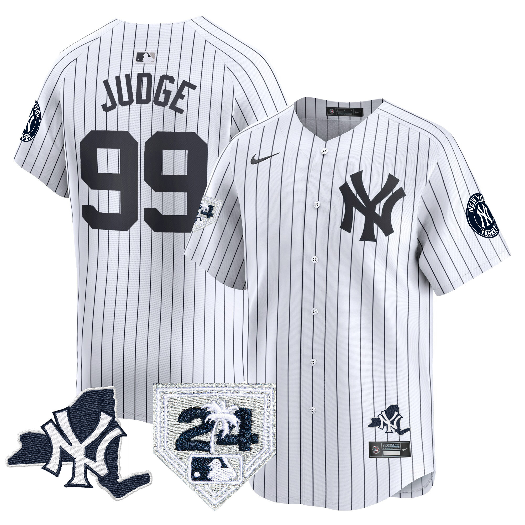 Aaron Judge Men's New York Yankees Vapor Premier Limited - New York Patch White Jersey - All Stitched