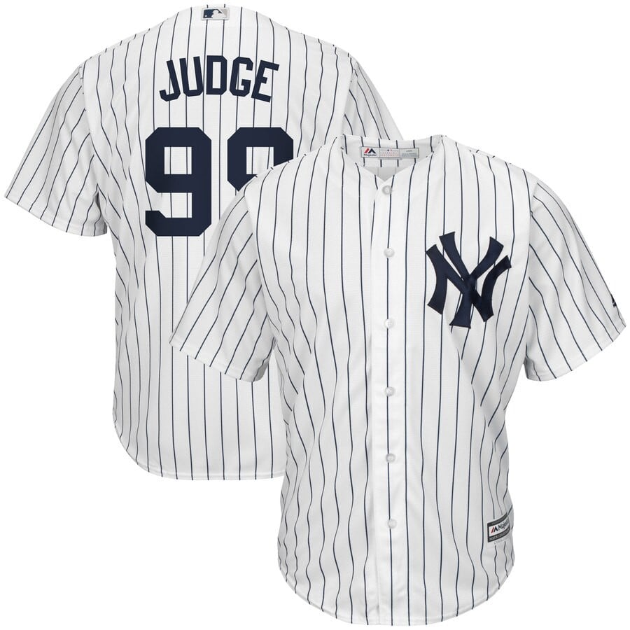 Aaron Judge New York Yankees Majestic Home Cool Base Player Stitched Jersey – White/Navy