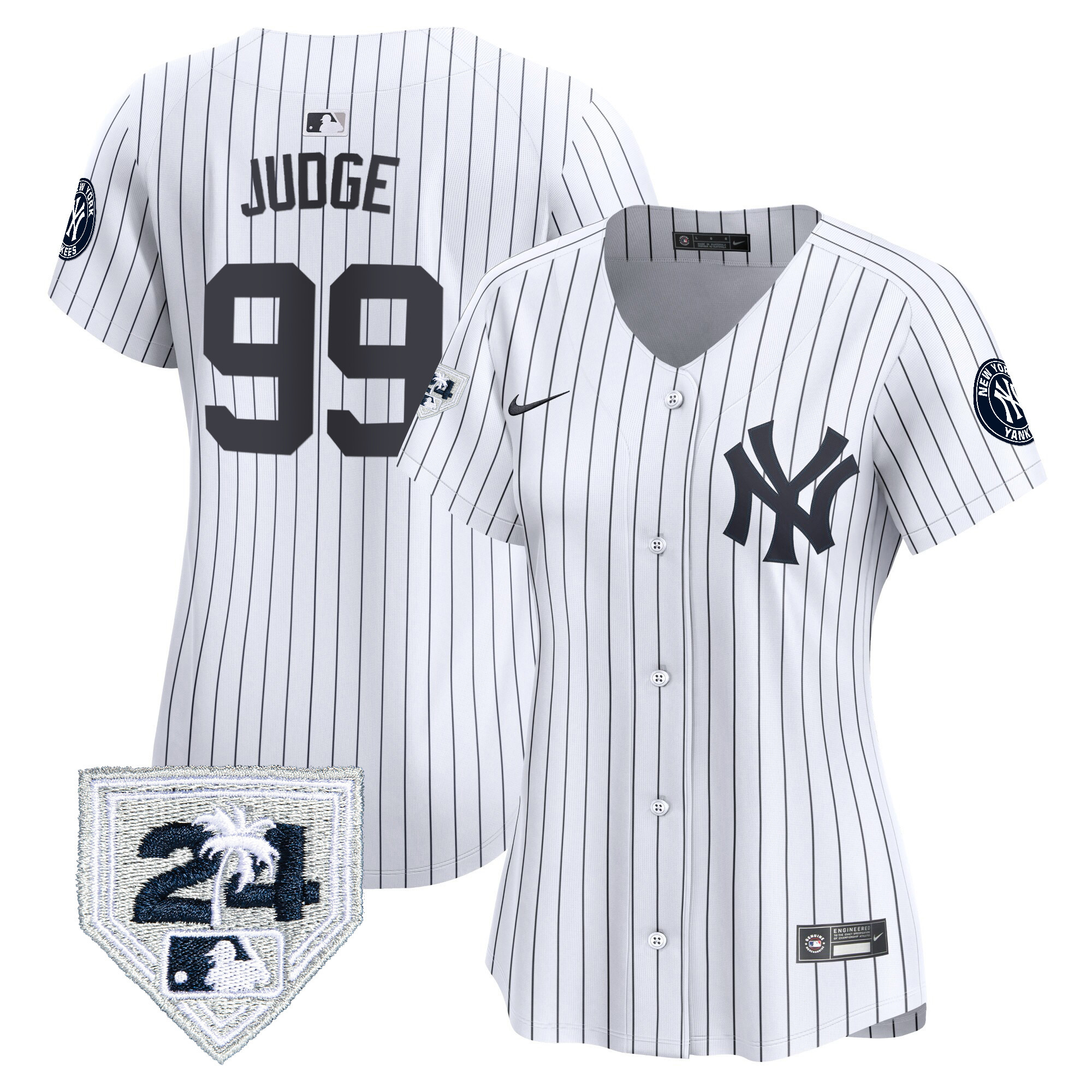 Aaron Judge Women's New York Yankees 2024 Spring Training Patch Vapor Premier Limited V2 White Jersey - All Stitched