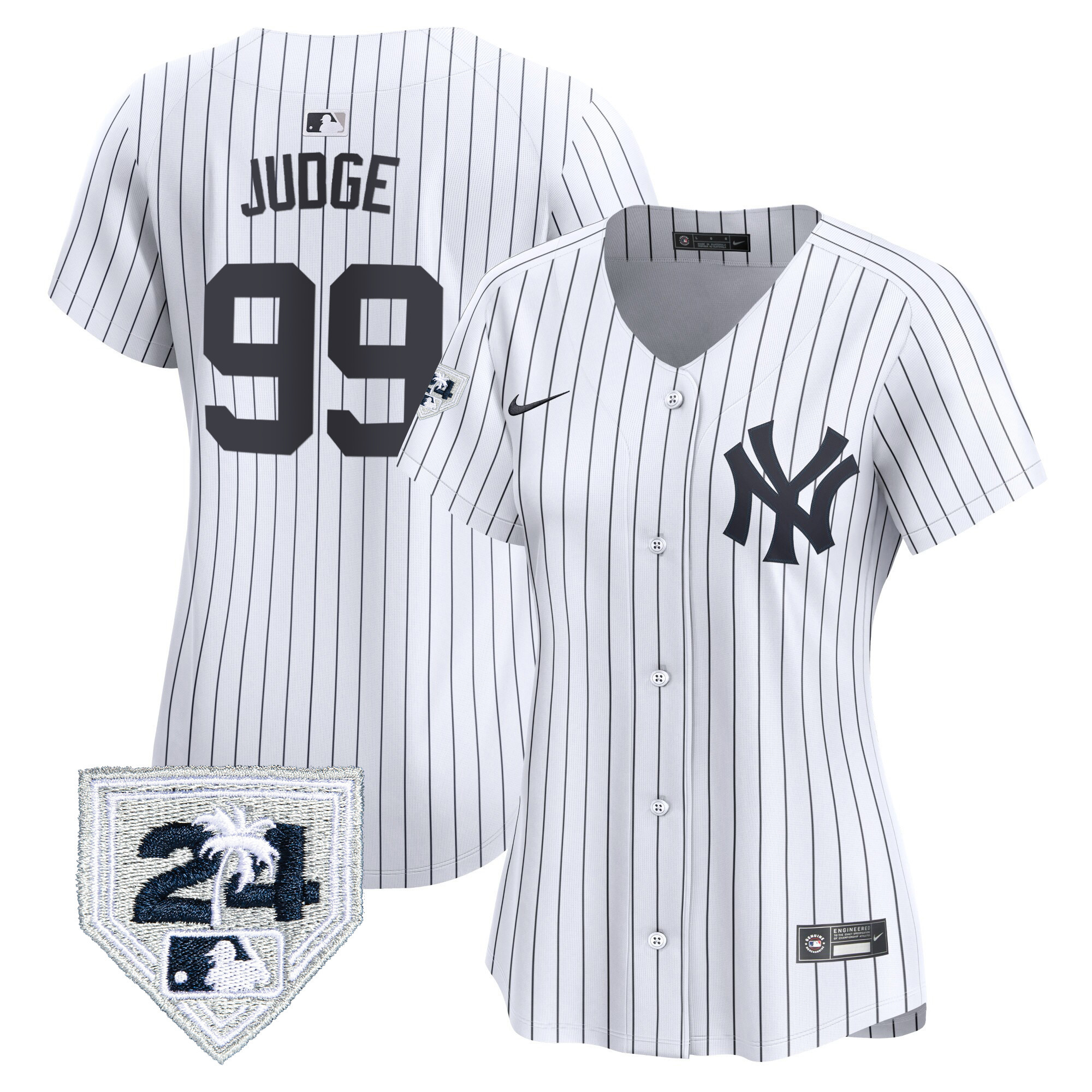 Aaron Judge Women's New York Yankees 2024 Spring Training Patch Vapor Premier Limited White Jersey - All Stitched
