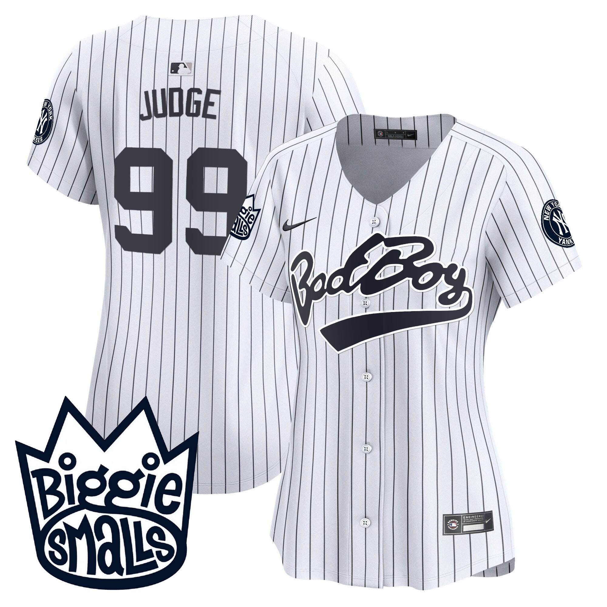 Aaron Judge Women's New York Yankees Biggie Smalls Vapor Premier Limited White Jersey - All Stitched