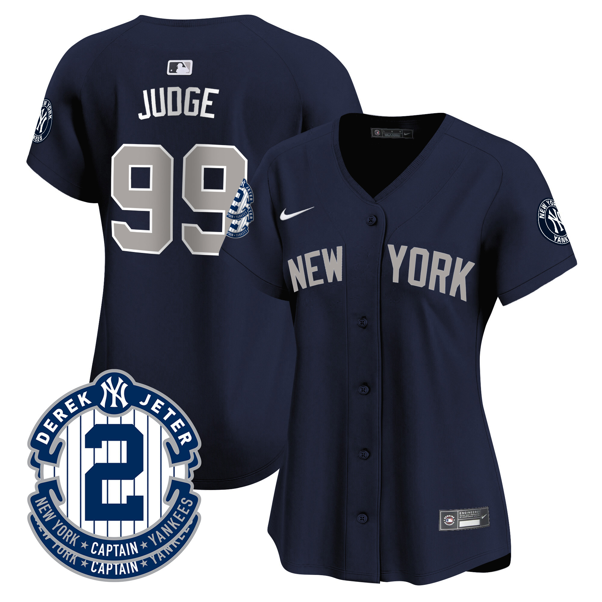 Aaron Judge Women's New York Yankees Derek Jeter Patch Vapor Premier Limited Alternate Jersey - All Stitched