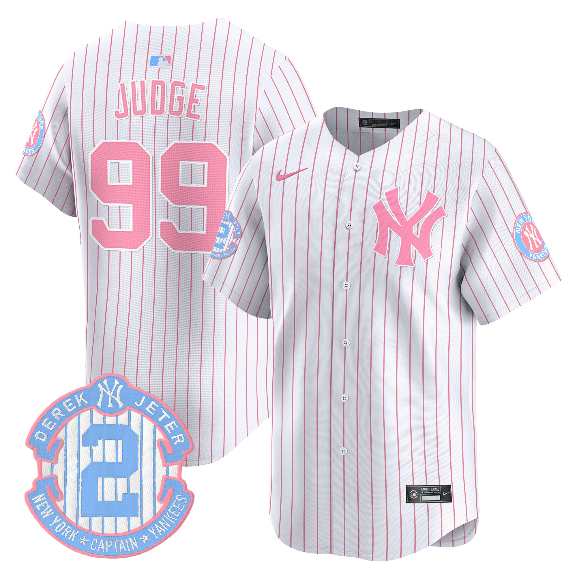 Aaron JudgeUnisex New York Yankees Bubblegum Pink Vapor Premier Limited Pinstripe Jersey - All Stitched