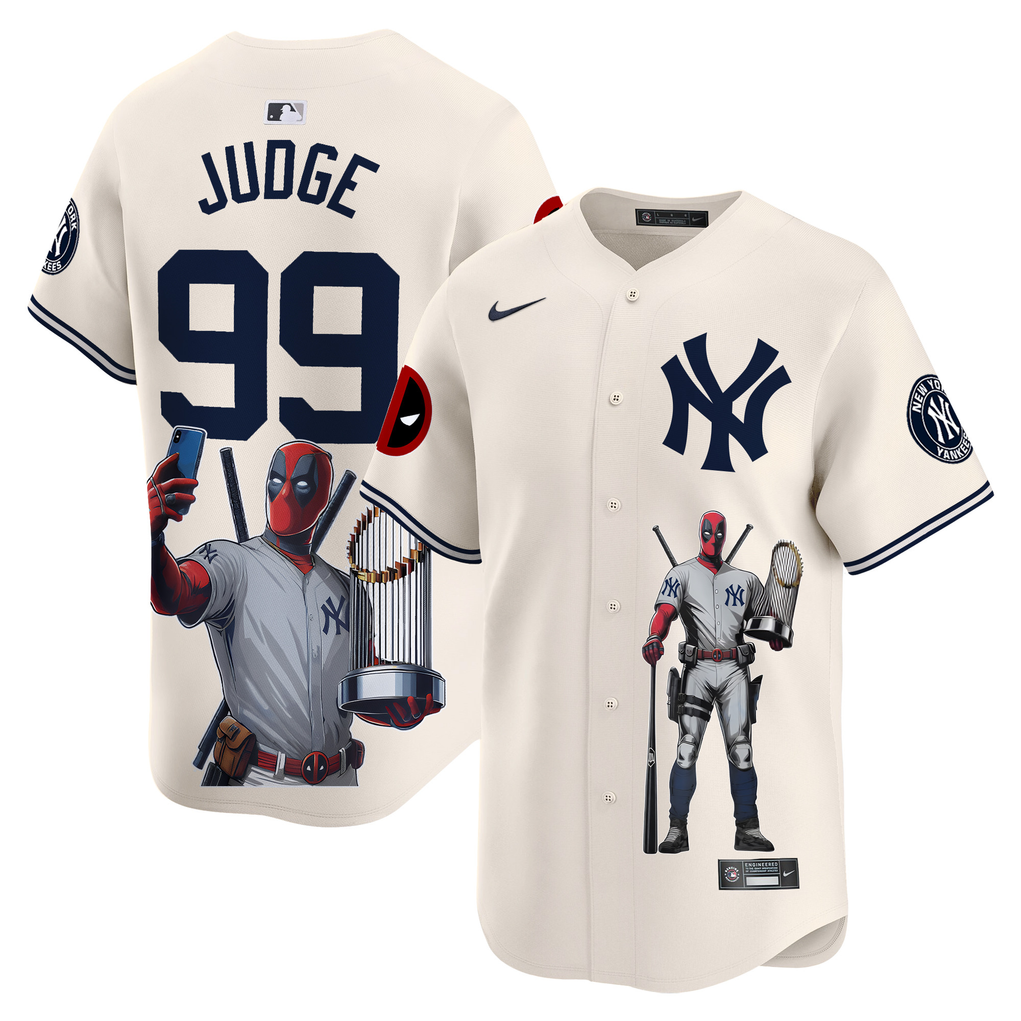Aaron JudgeUnisex New York Yankees Deadpool Premier Limited Cream Jersey - Printed