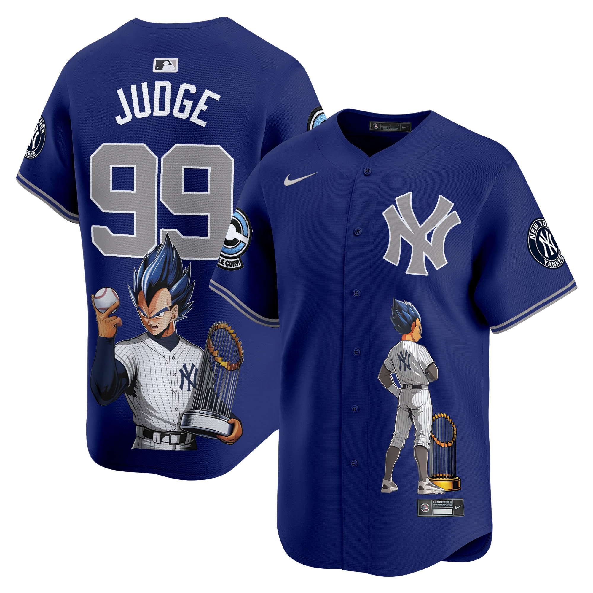 Aaron JudgeUnisex New York Yankees Vegeta Dragon Ball Vapor Premier Limited Royal Jersey - Printed