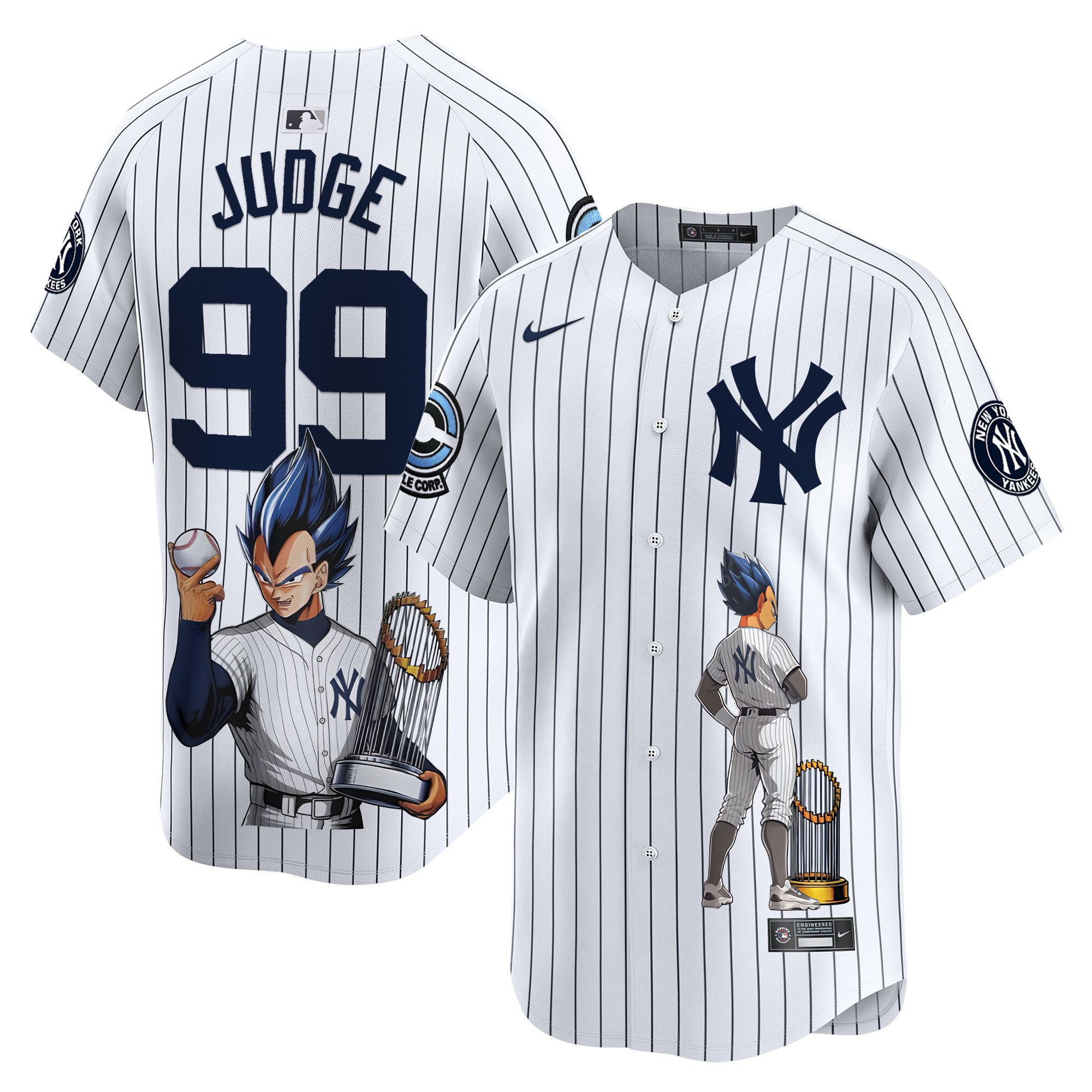 Aaron JudgeUnisex New York Yankees Vegeta Dragon Ball Vapor Premier Limited White Jersey - Printed