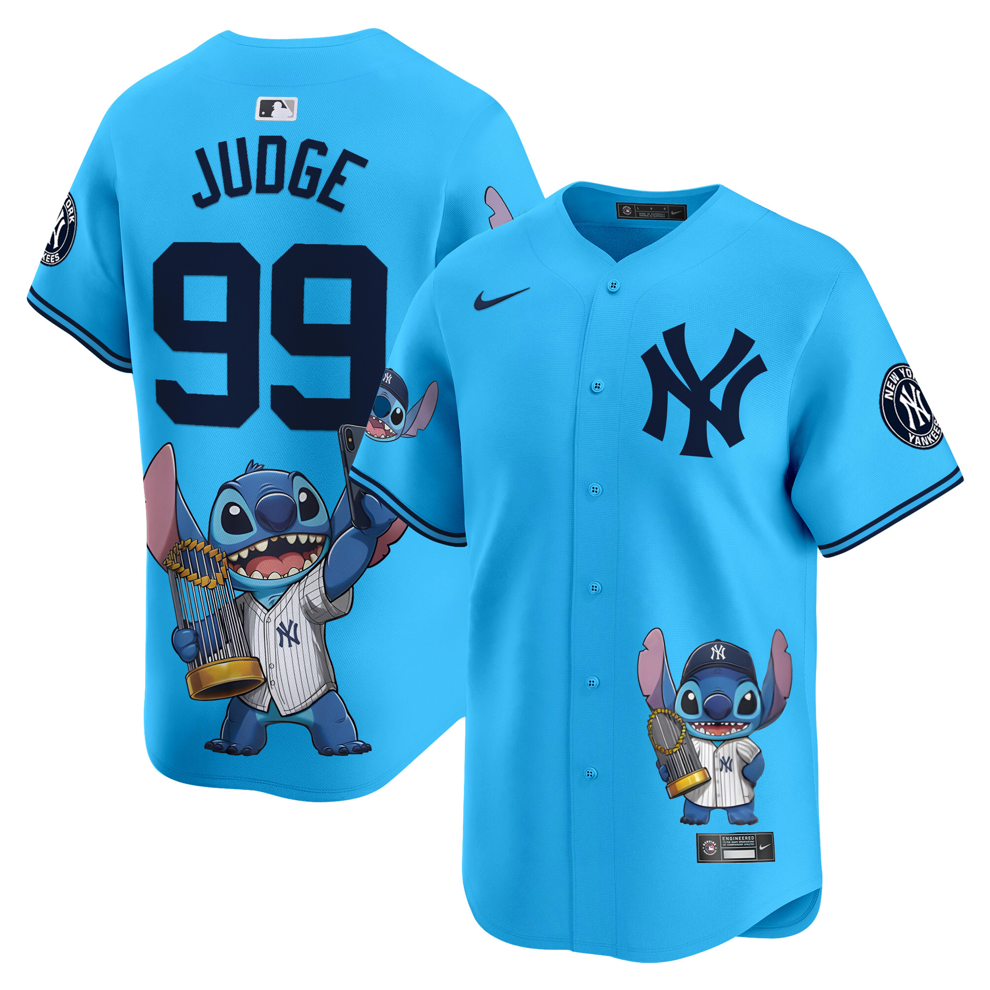 Aaron JudgeUnisex Yankee Lilo And Stitch Vapor Premier Limited Light Blue Houston Astros Jersey - Printed