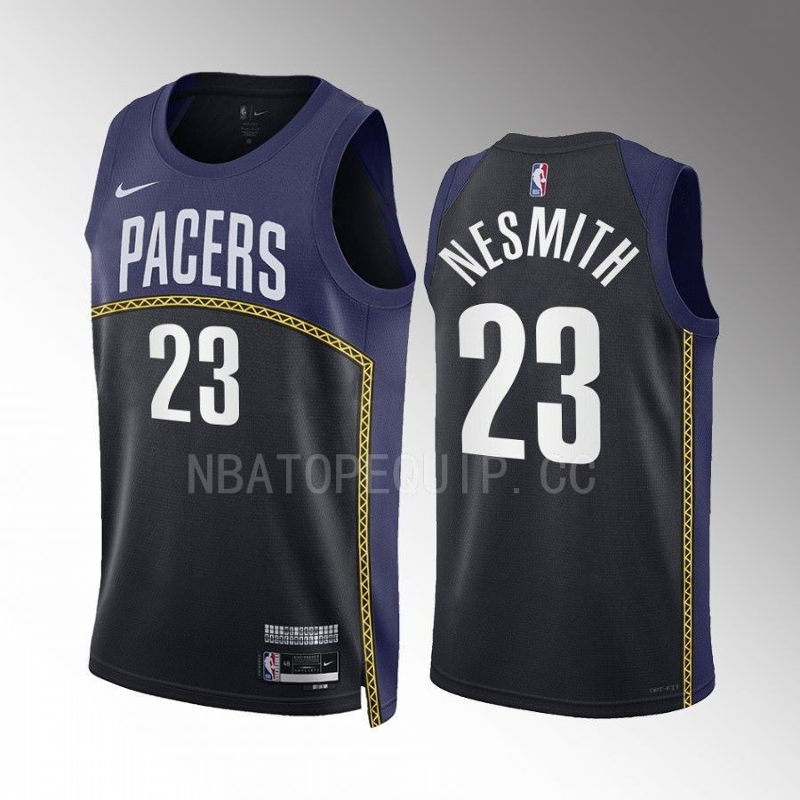 Aaron Nesmith 23 Indiana Pacers 2022-23 City Edition Black Navy Stitched Jersey Swingman
