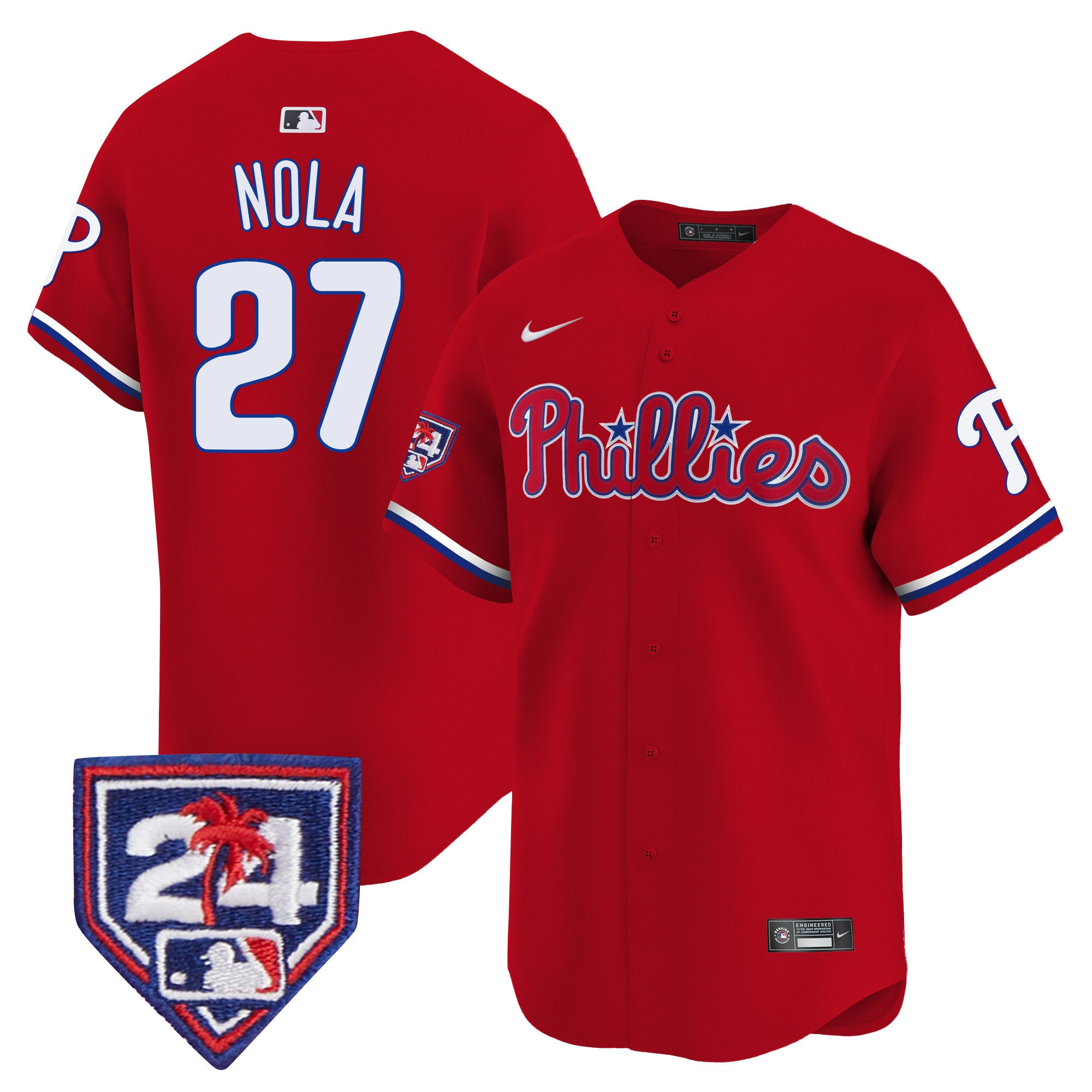 Aaron Nola Men's Philadelphia Phillies 2024 Spring Training Patch Vapor Premier Limited Red Jersey - All Stitched