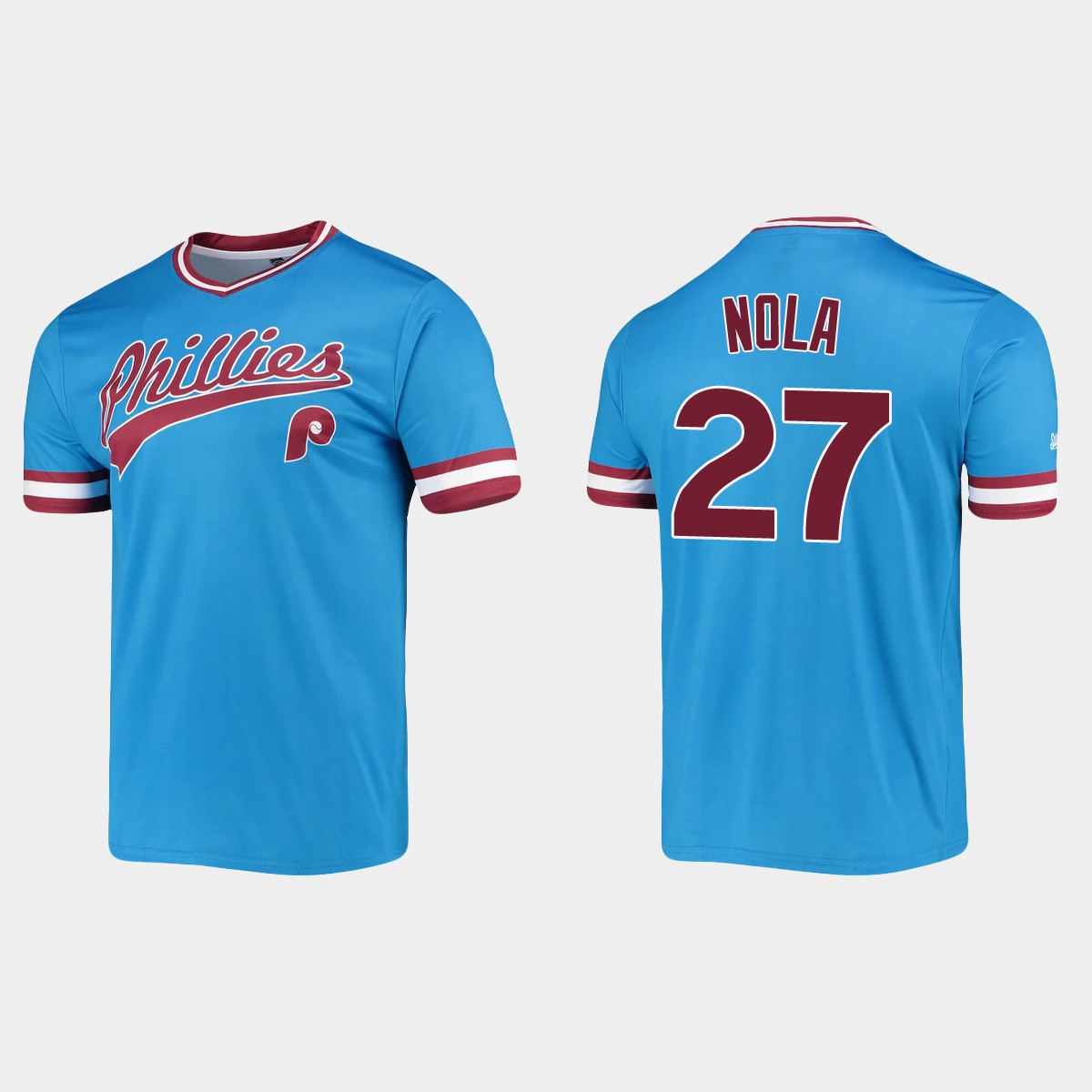 Aaron Nola Philadelphia Phillies Cooperstown Collection Stitches Jersey – Light Blue