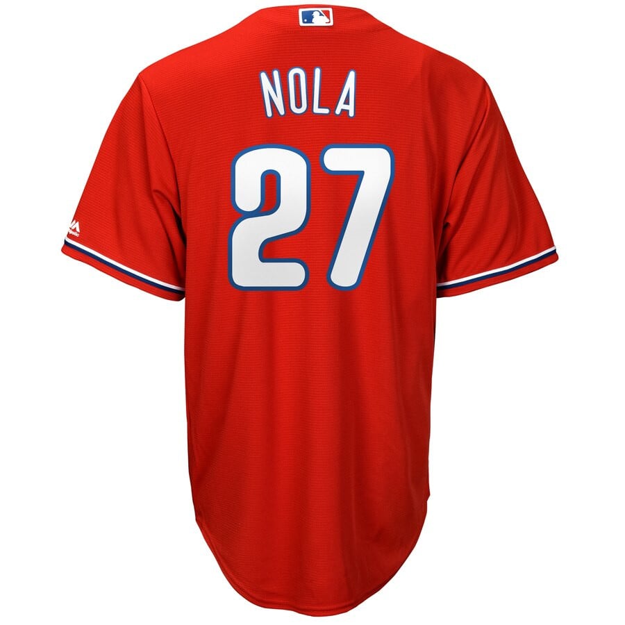 Aaron Nola Philadelphia Phillies Majestic Alternate Official Cool Base Player Stitched Jersey – Red