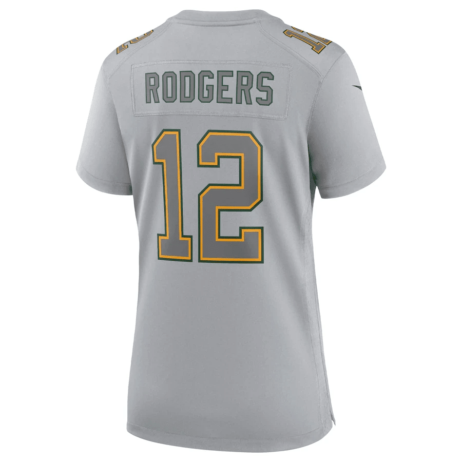 Aaron Rodgers 12 Green Bay Packers Women’s Atmosphere Fashion Game Stitched Jersey – Gray