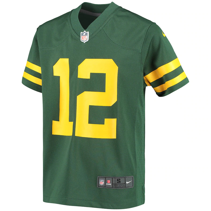 Aaron Rodgers 12 Green Bay Packers Youth Alternate Game Player Stitched Jersey – Green