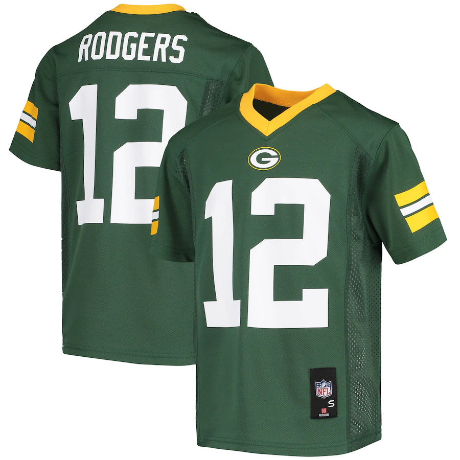 Aaron Rodgers 12 Green Bay Packers Youth Player Stitched Jersey – Green
