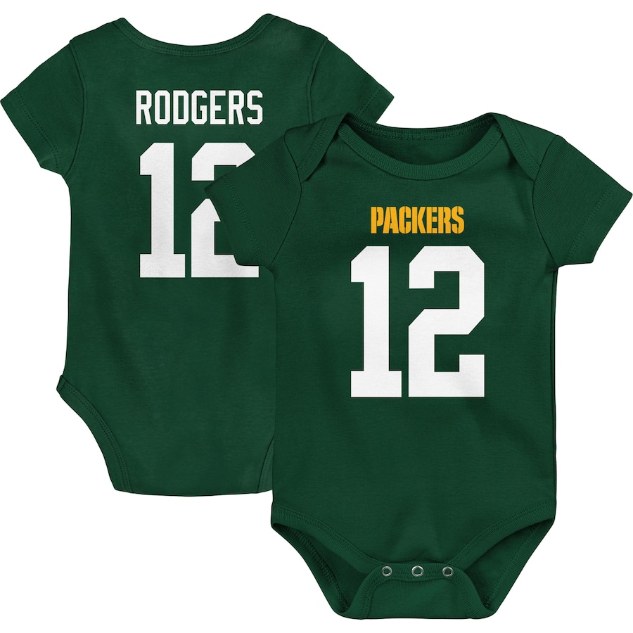 Aaron Rodgers Green Bay Packers Newborn & Infant Team Player Bodysuit – Green