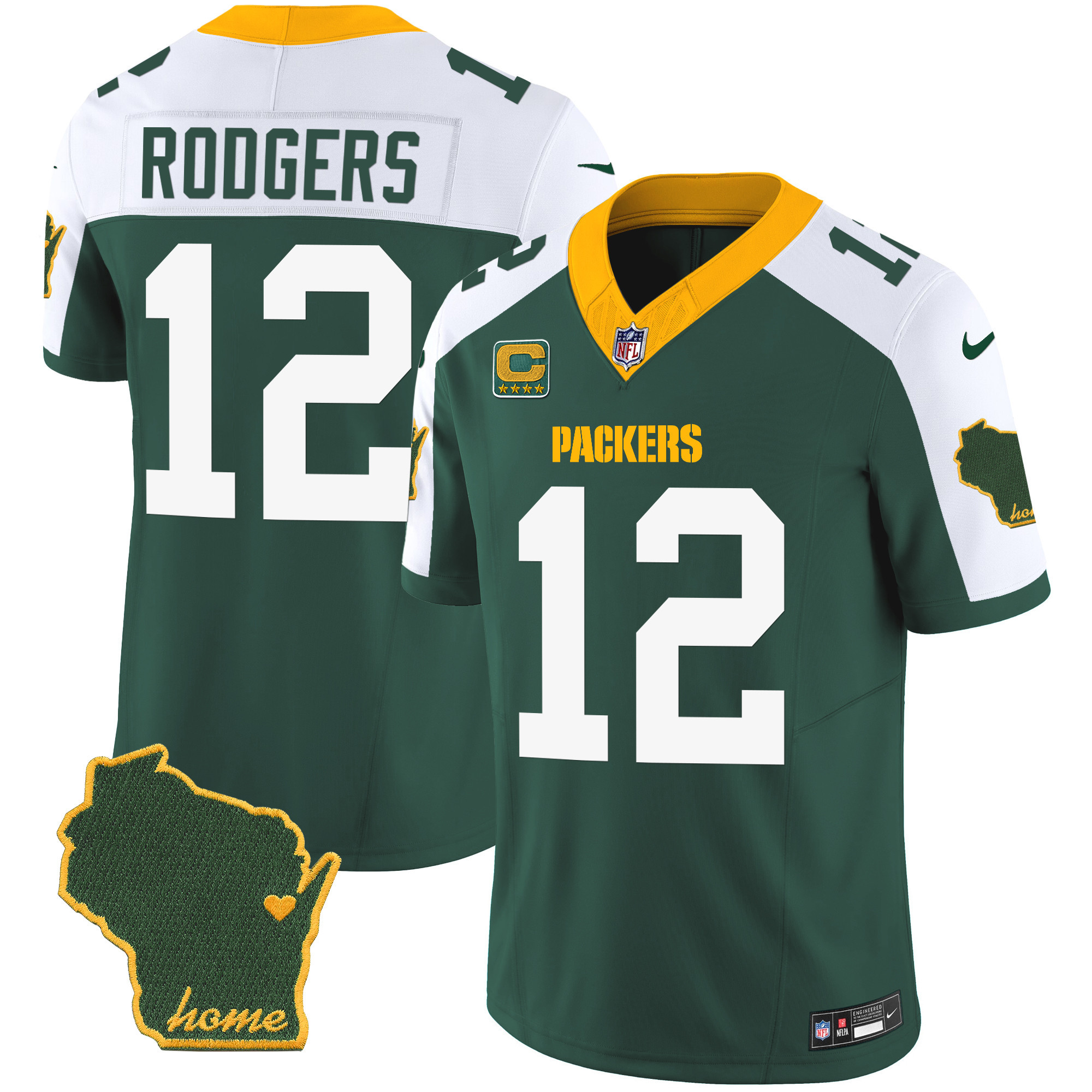 Aaron Rodgers Men's Green Bay Packers Home Patch Vapor Alternate Jersey - All Stitched 