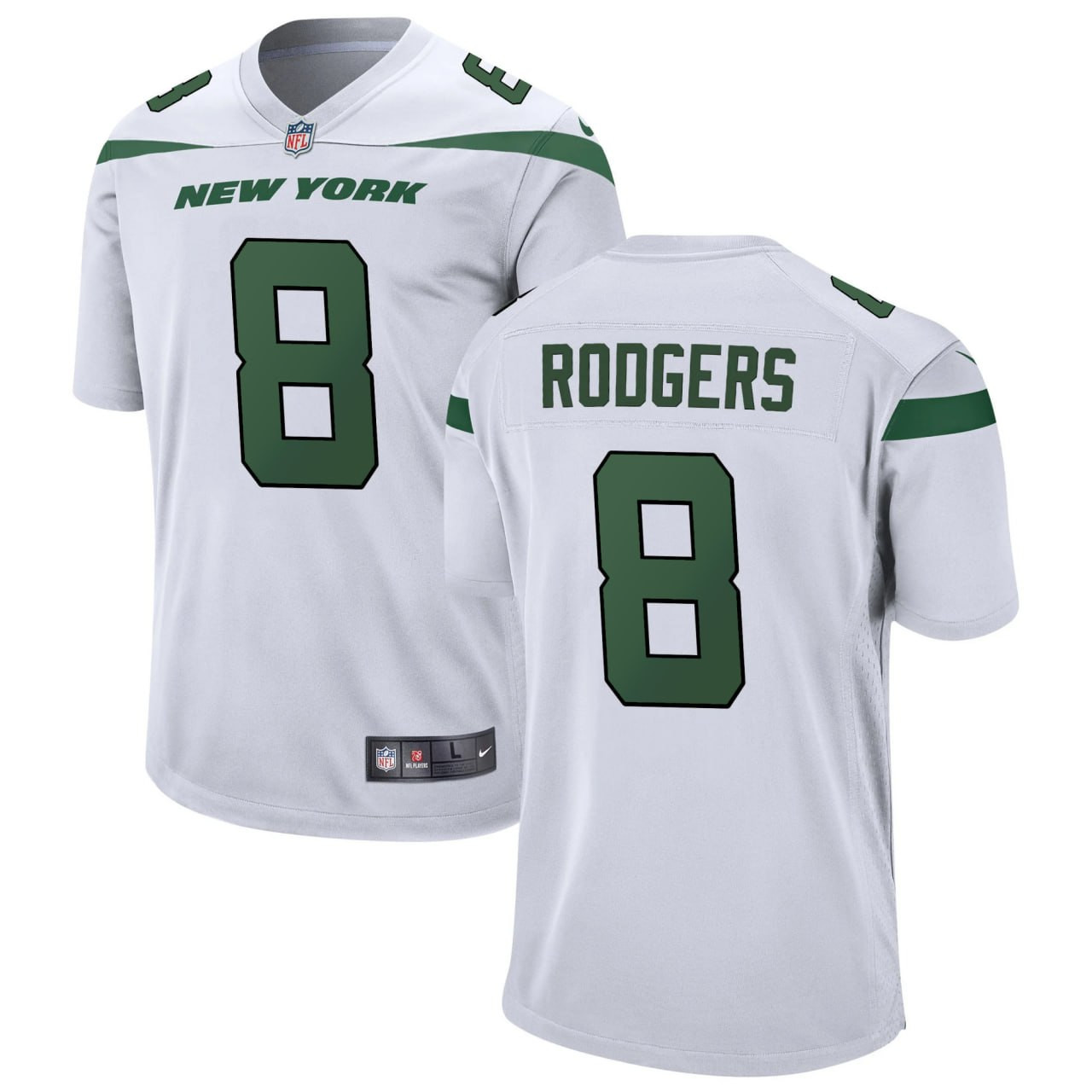 Aaron Rodgers New York Jets White Jersey - All Stitched