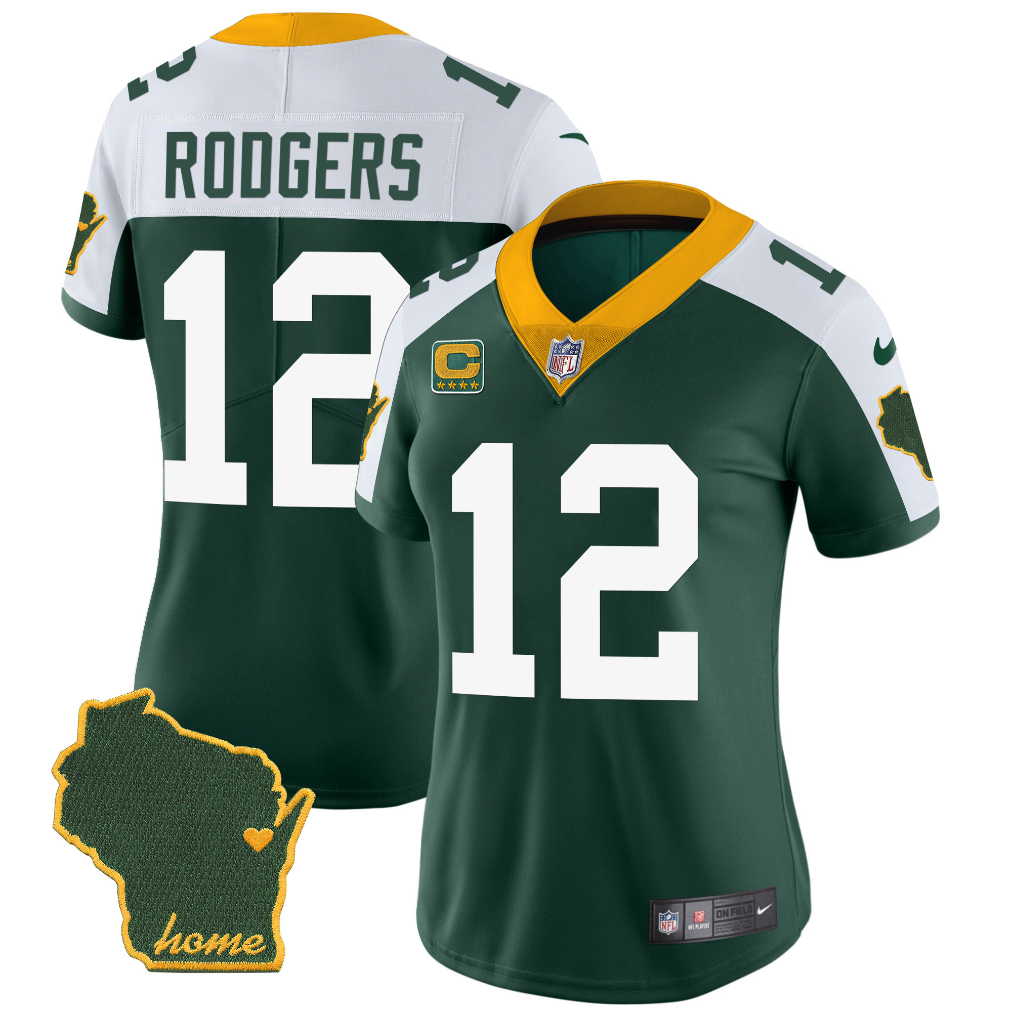Aaron Rodgers Women's Green Bay Packers Home Patch Vapor Alternate Jersey - All Stitched 