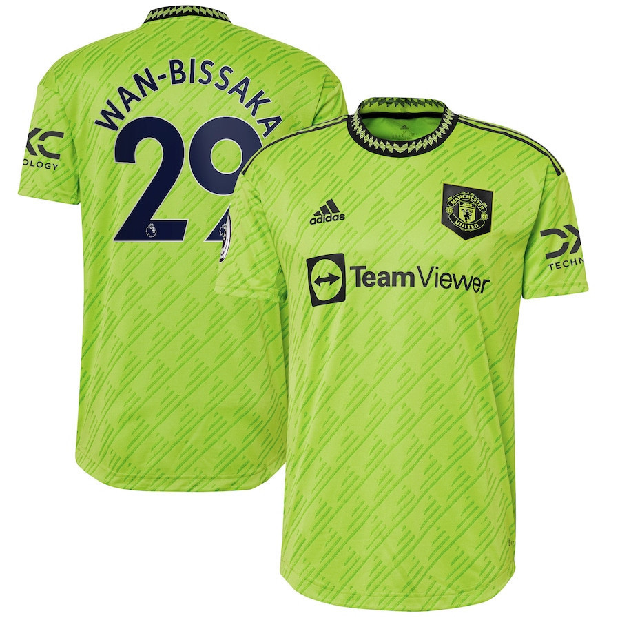 Aaron Wan-Bissaka 29 Manchester United 2022/23 Third Player Men Soccer Jersey – Neon Green