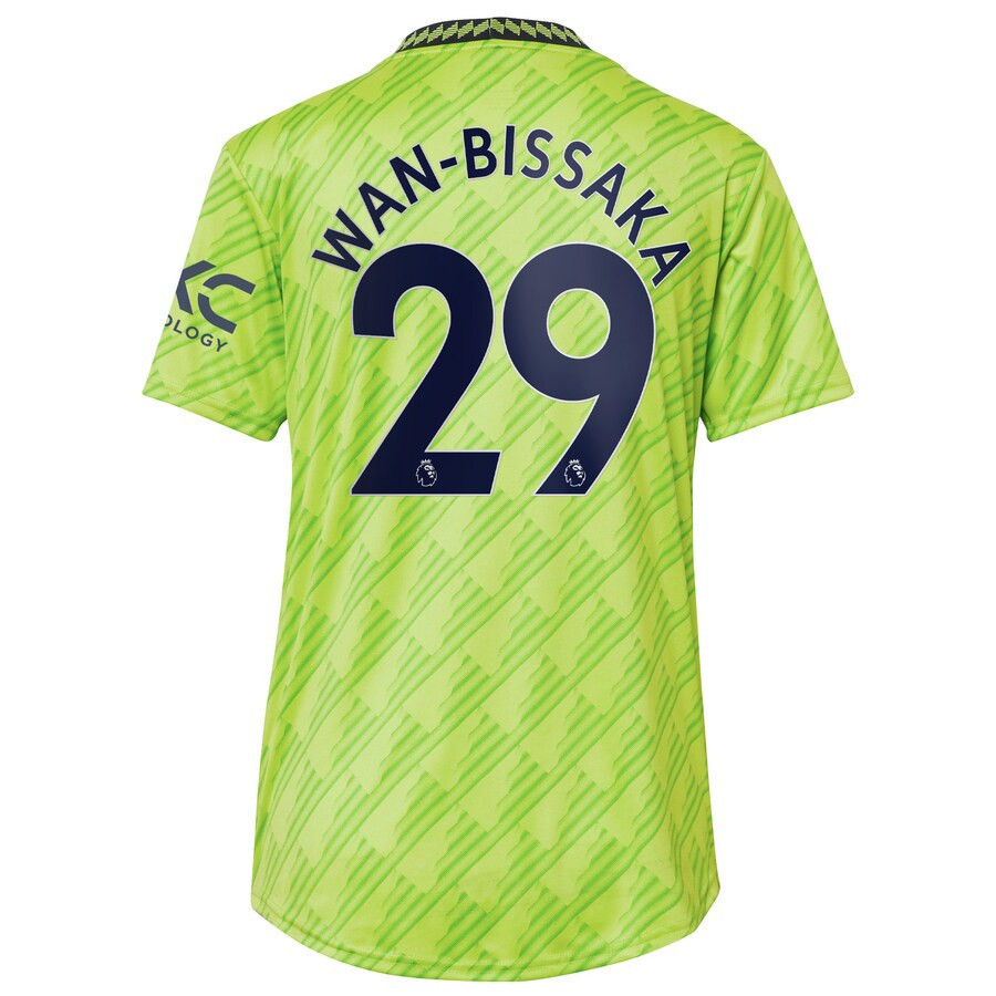 Aaron Wan-Bissaka 29 Manchester United Women’s 2022/23 Third Player Soccer Jersey – Neon Green