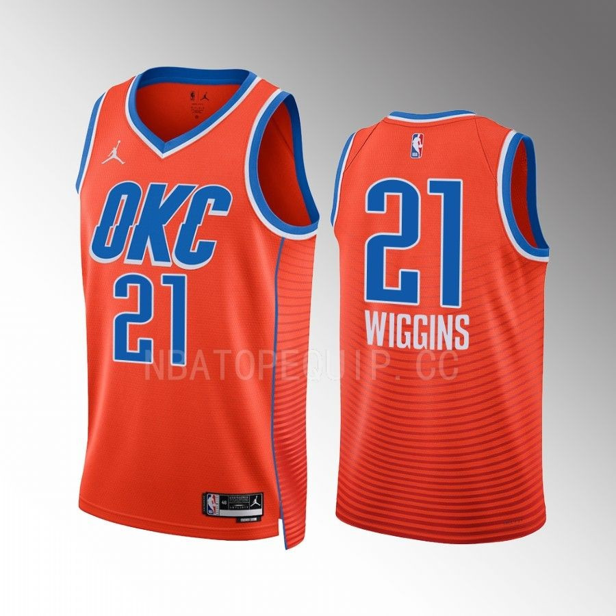 Aaron Wiggins 21 Oklahoma City Thunder Orange Men Stitched Jersey 2022-23 Statement Edition Swingman