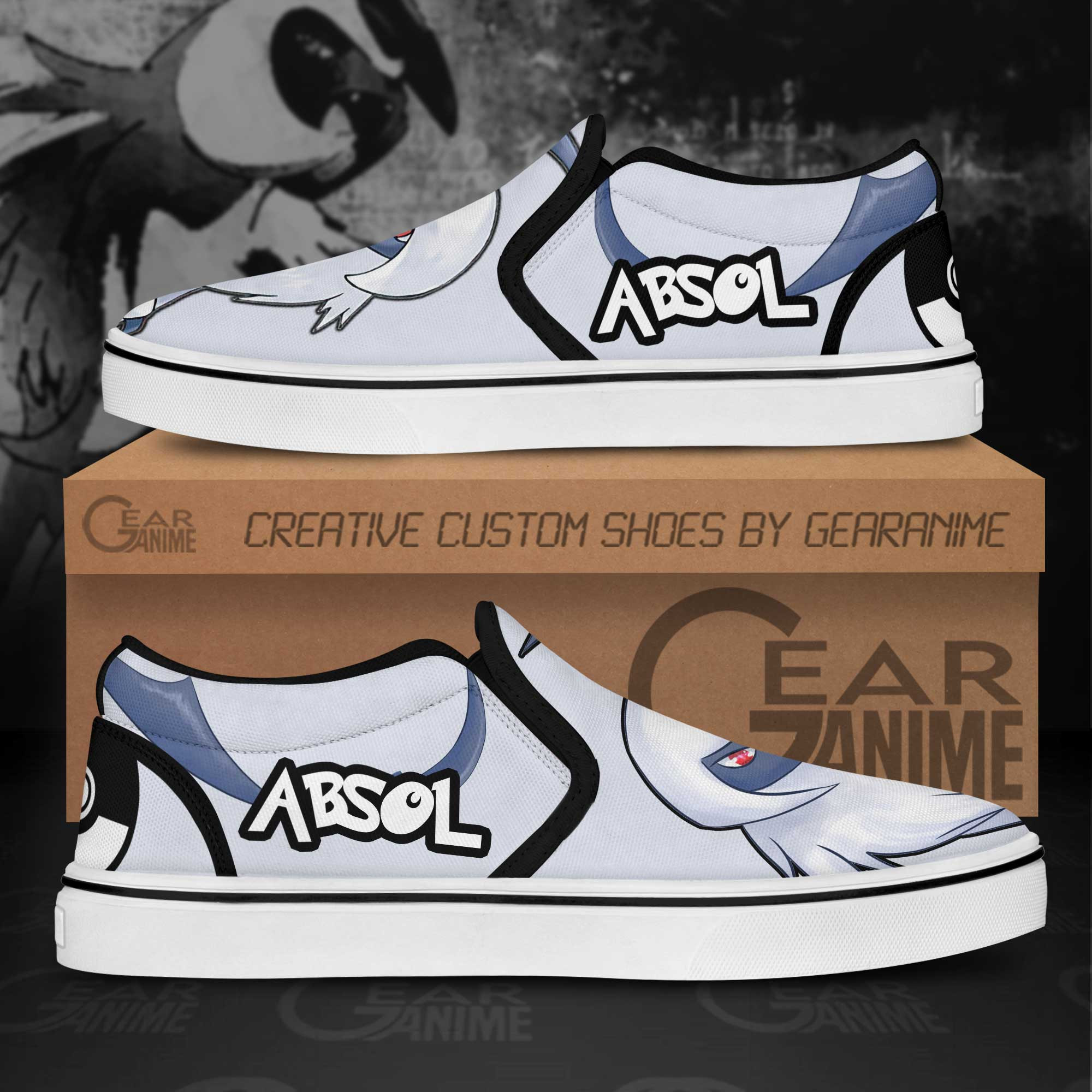 Absol Slip-On Shoes Canvas Pokemon Custom Anime Shoes