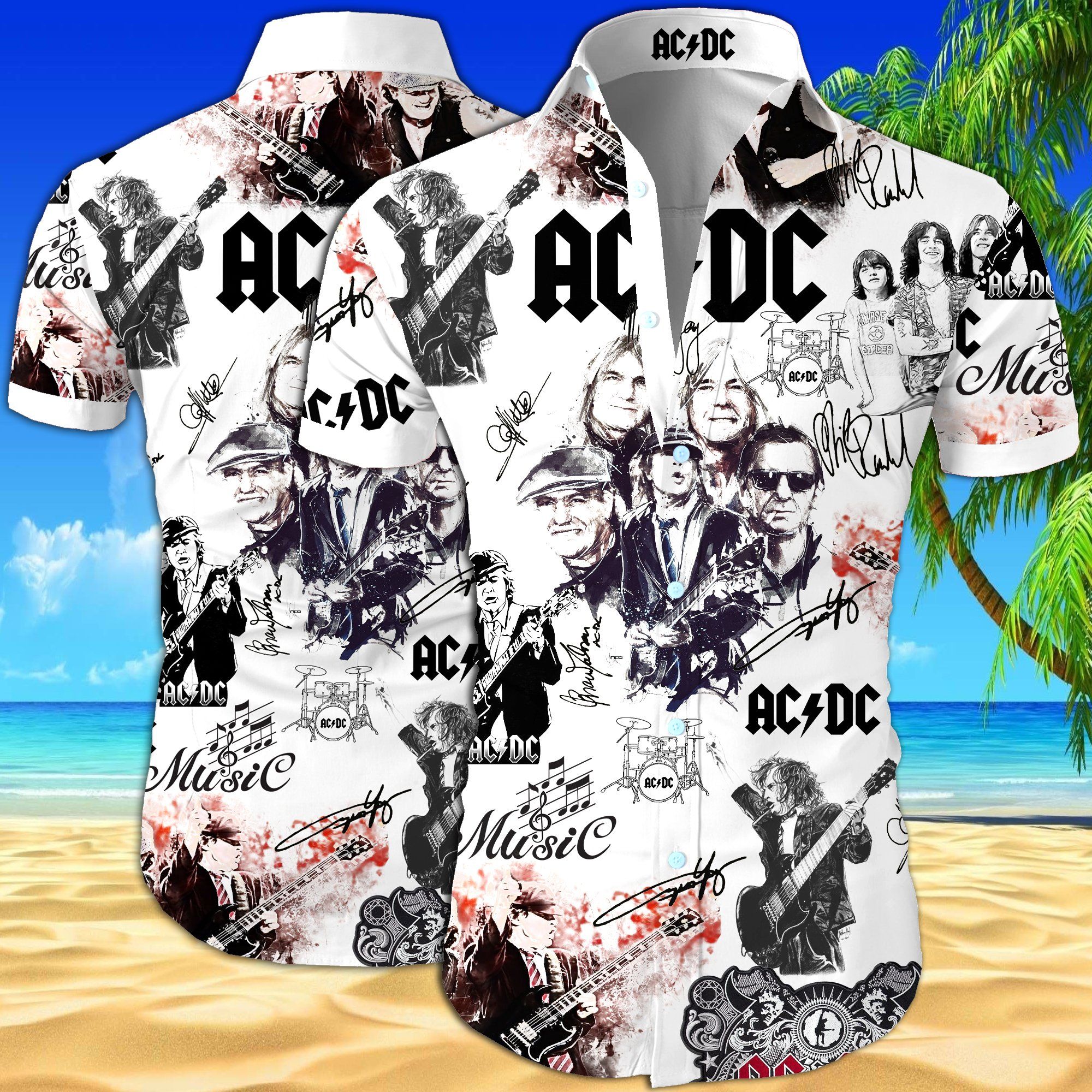 Acdc All Over Printed Hawaiian Shirt Maria
