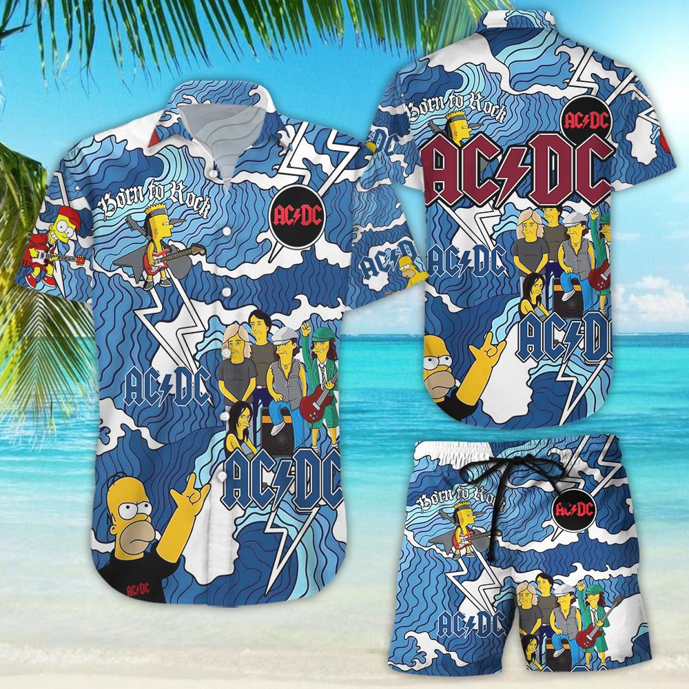 AcDc The Simpsons Hawaiian Shirt