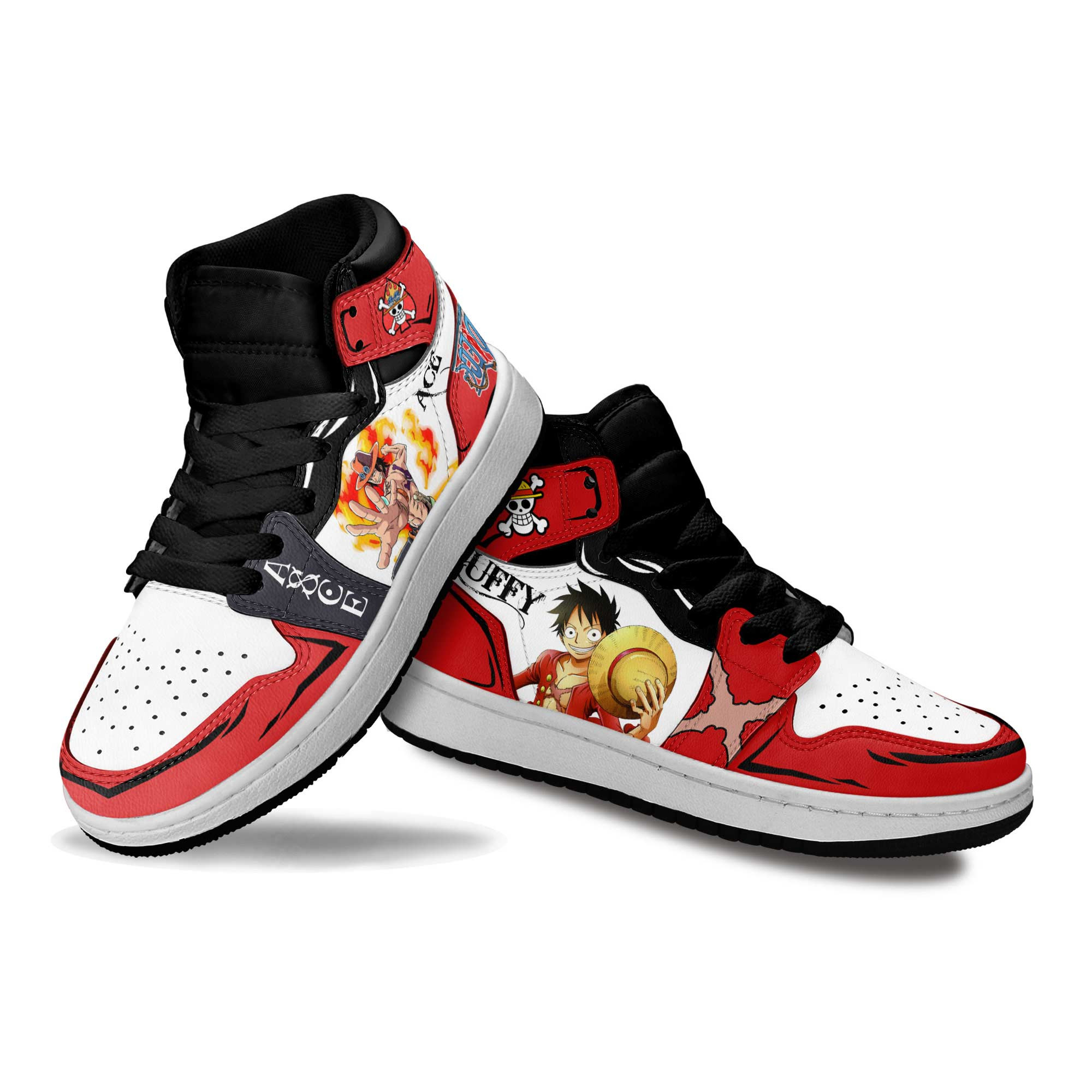 Ace and Luffy Kids Sneakers Custom Anime One Piece Shoes For Kids