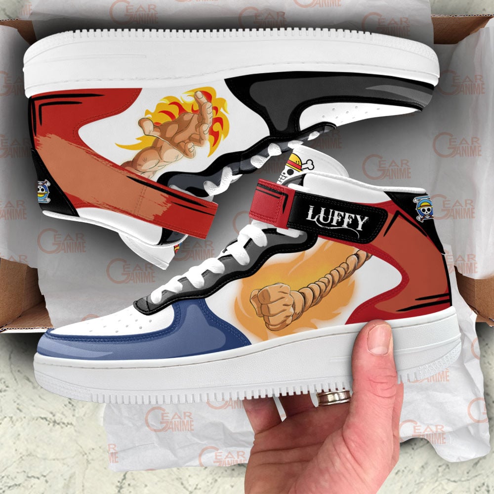 Ace and Luffy Sneakers Air Mid Custom One Piece Anime Shoes