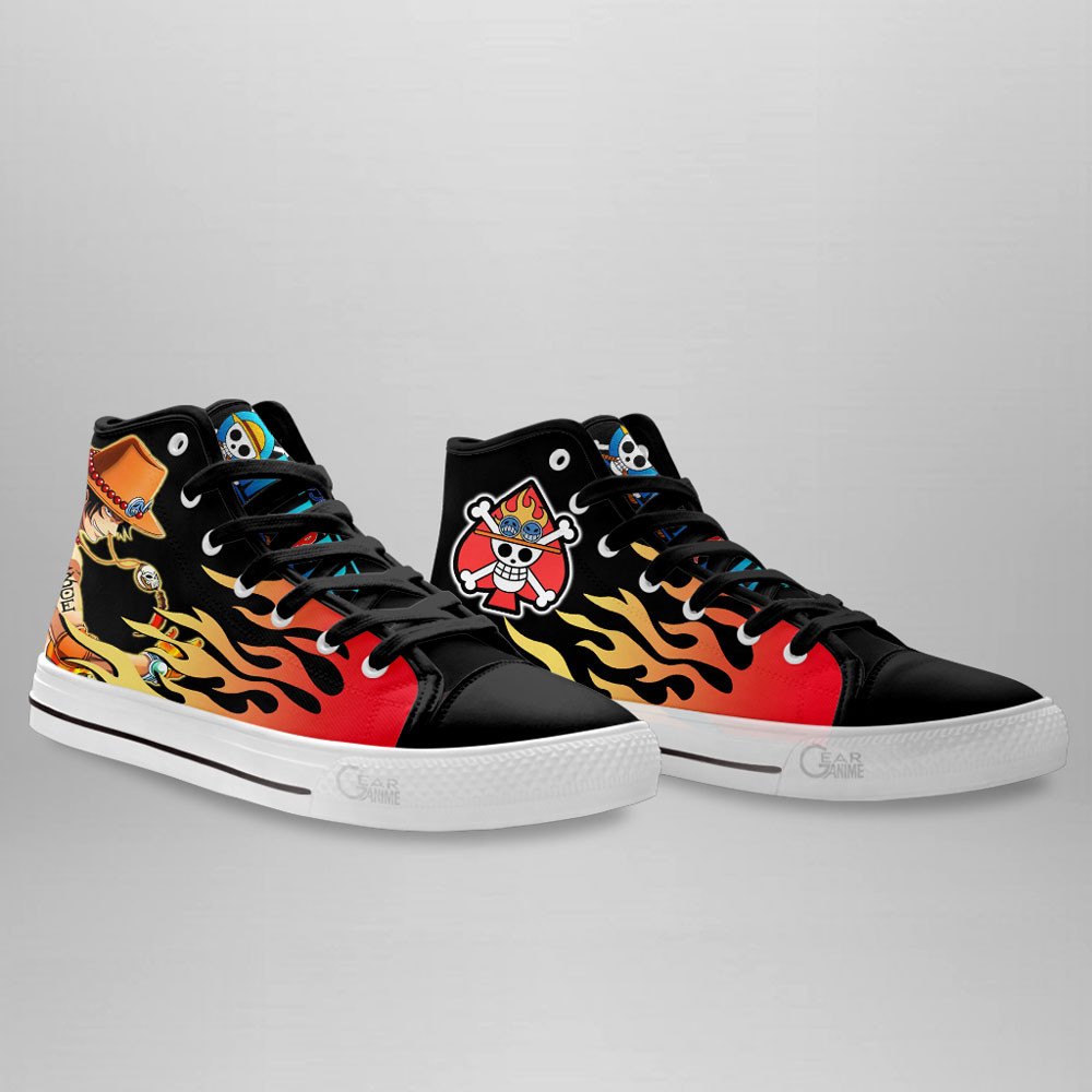 Ace D. Portgas High Top Shoes Custom One Piece Sneakers Flame Style