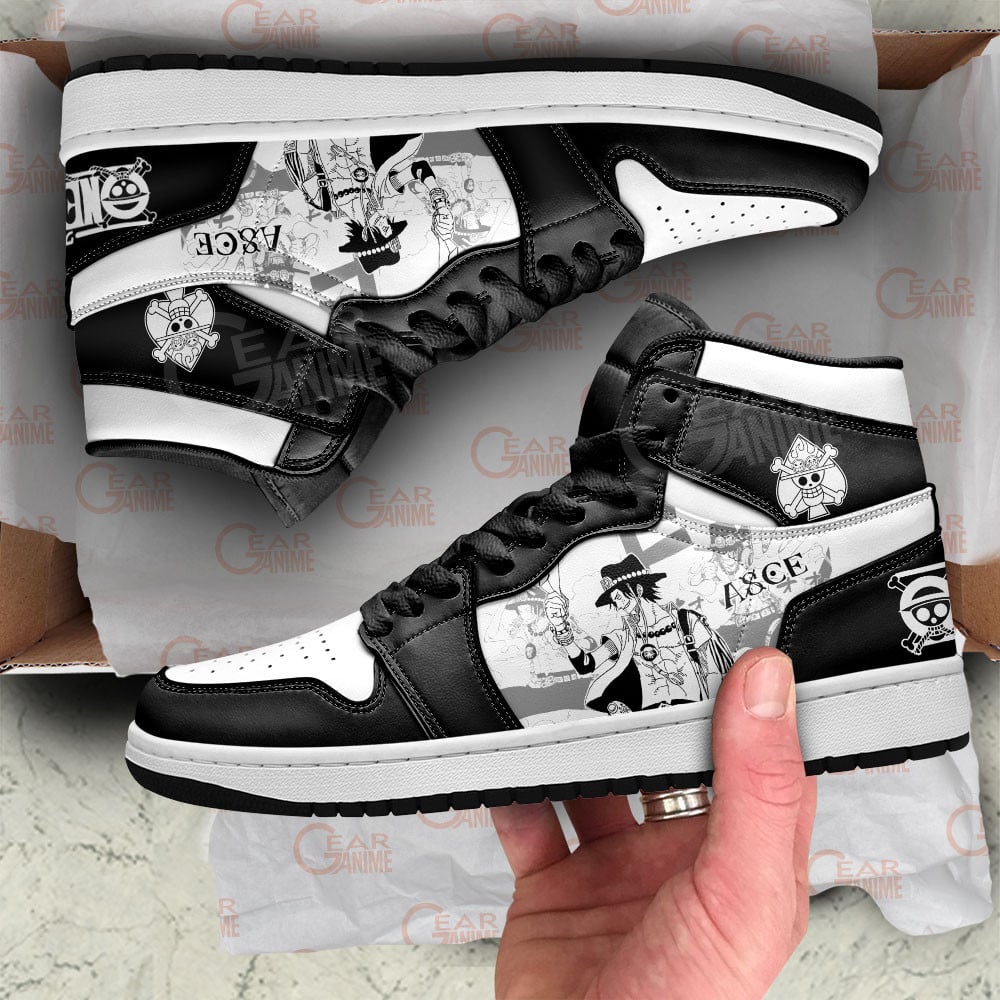 Ace JD1s Sneakers One Piece Shoes Manga Style, Air Jordan Hightop
