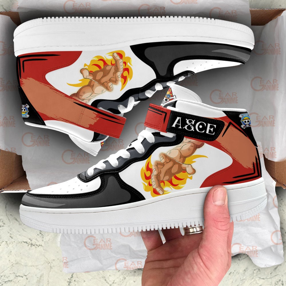 Ace Sneakers Air Mid One Piece Custom Anime Shoes