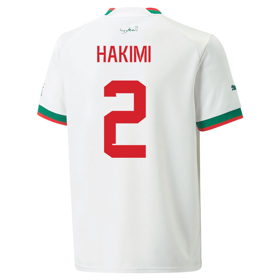 Achraf Hakimi 2 Morocco National Team 2022-23 Qatar World Cup Men Away Jersey – White