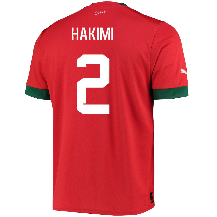 Achraf Hakimi 2 Morocco National Team FIFA World Cup Qatar 2022 Patch Home Soccer Jersey, Men