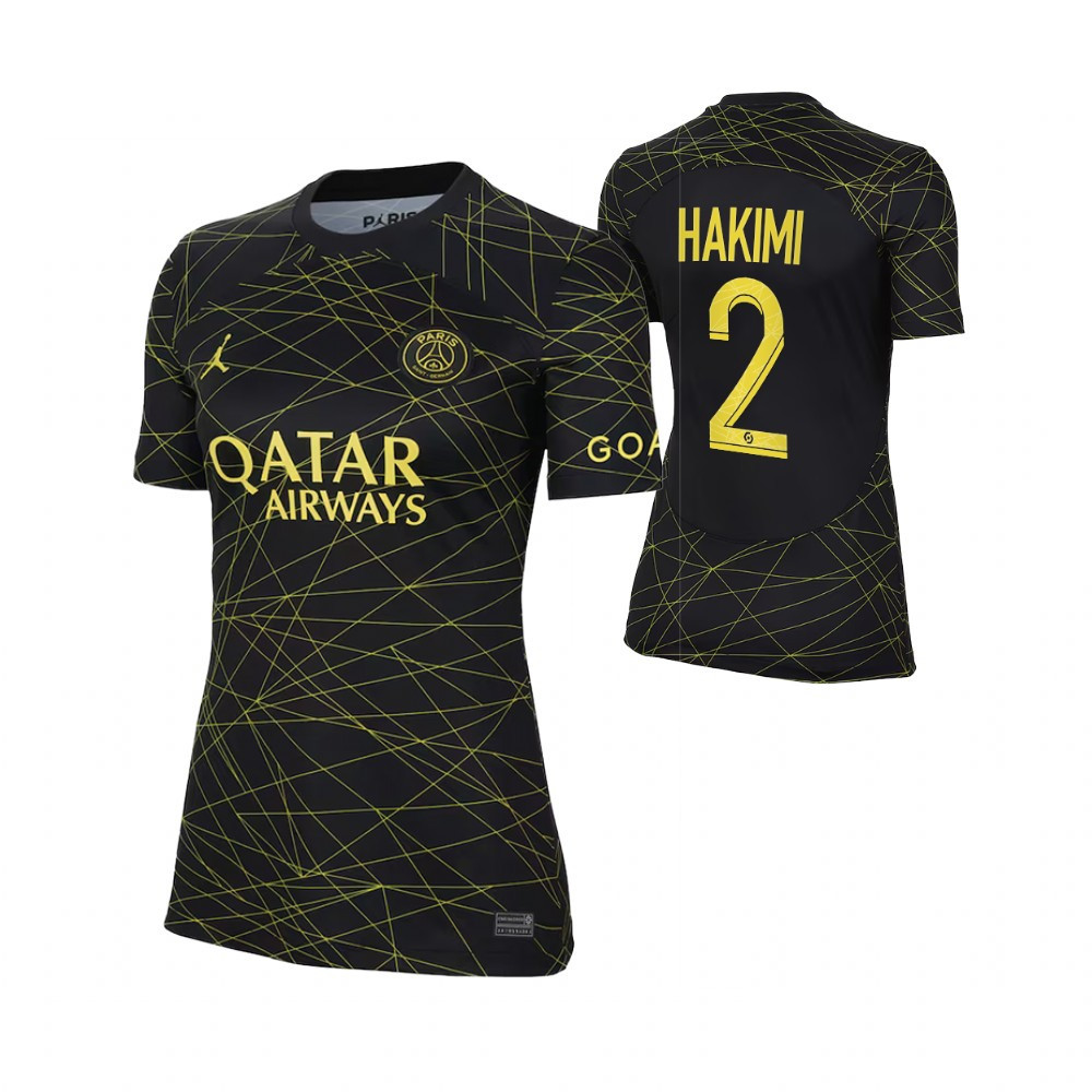 Achraf Hakimi 2 Paris Saint-Germain 2023 Fourth Women’s Black Soccer Jersey