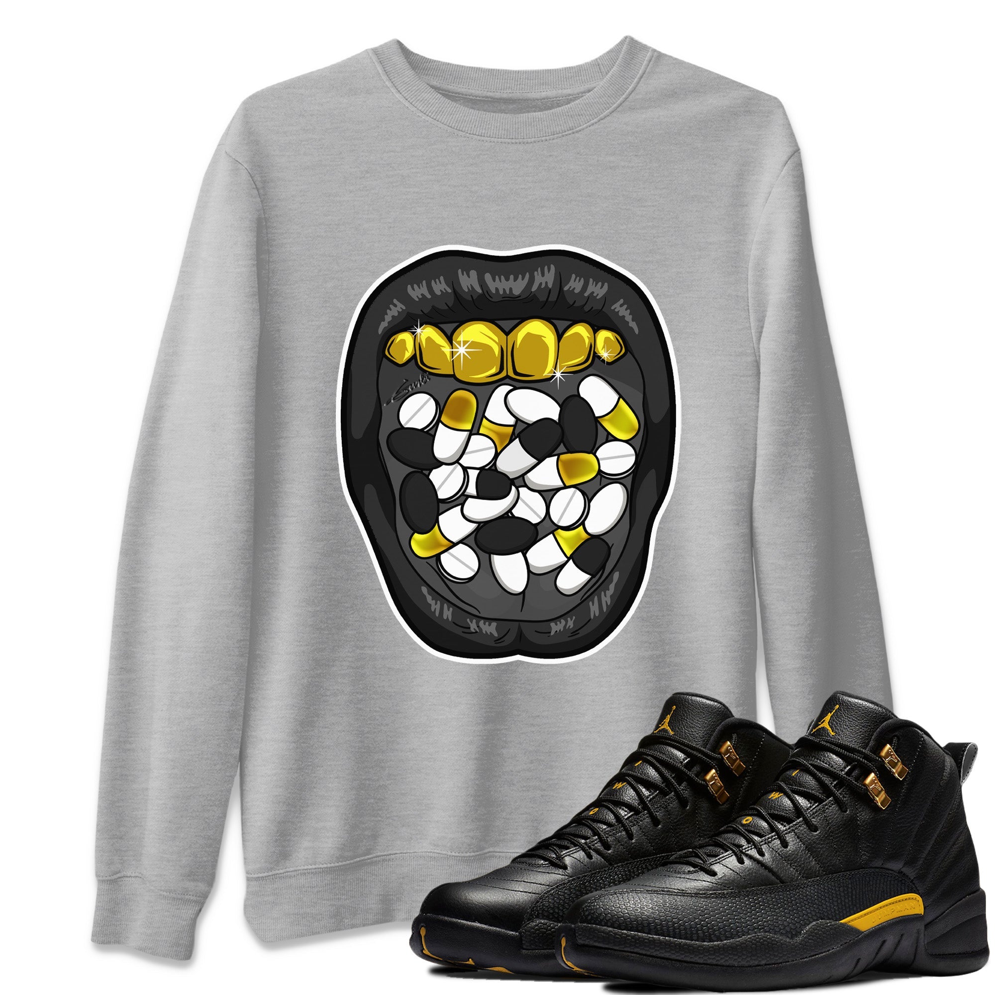 Acid Lips Unisex Sweater – Air Jordan 12 Black Taxi, Sneakers Matching Sweater