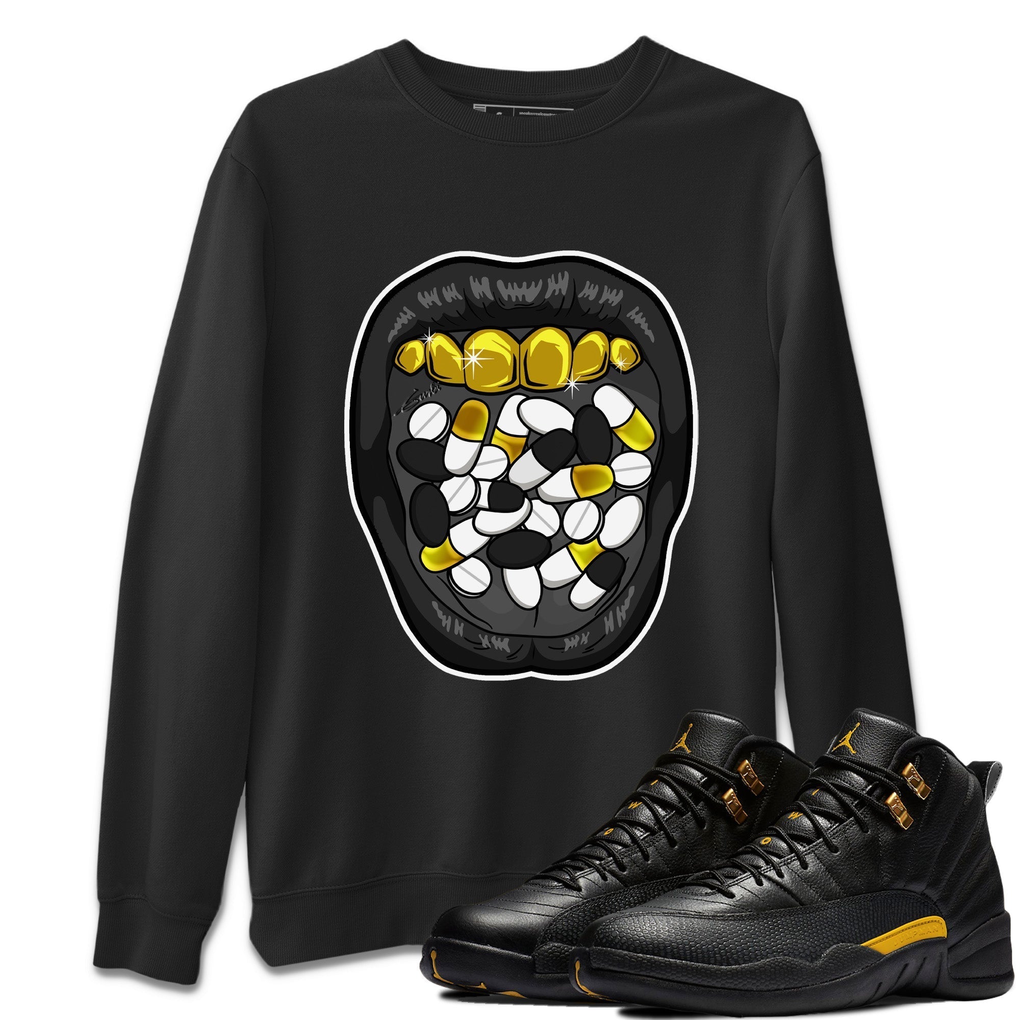 Acid Lips Unisex Sweater – Air Jordan 12 Black Taxi, Sneakers Matching Sweater