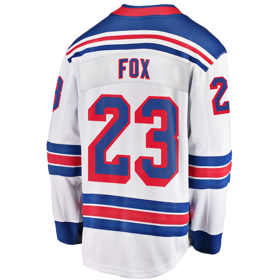 Adam Fox 23 New York Rangers Stanley Cup 2023 Playoffs Patch Away Breakaway Men Stitched Jersey – White