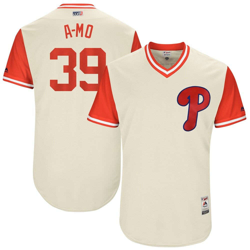 Adam Morgan “A-Mo” Philadelphia Phillies Majestic 2017 Players Weekend Stitched Jersey – Tan