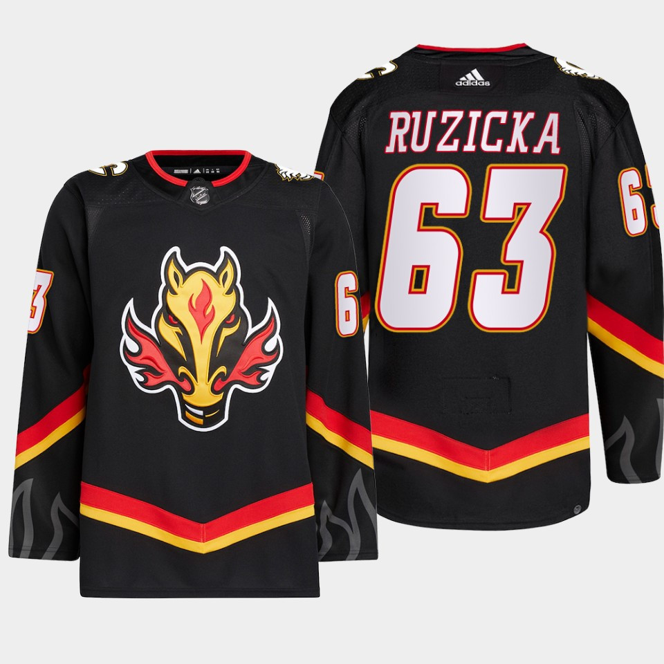 Adam Ruzicka 63 Calgary Flames Black Stitched Jersey 2022-23 Blasty Alternate Primegreen