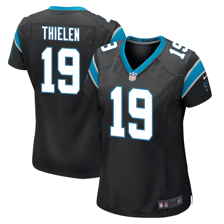 Adam Thielen 19 Carolina Panthers Women Game Stitched Jersey – Black